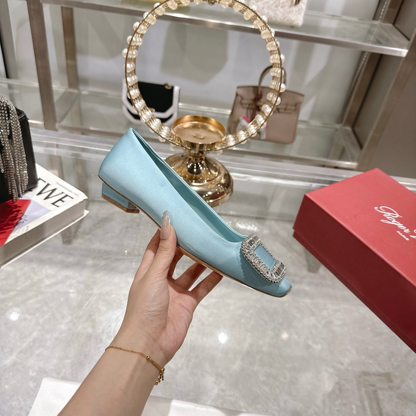 Bell Viv 25 Pumps Blue Imported Silk 300724