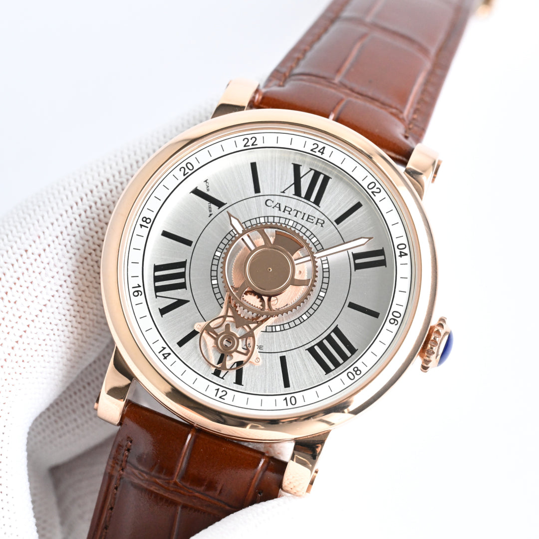 Cartier Rotonde de 45mm Pink Gold Calfskin Belt