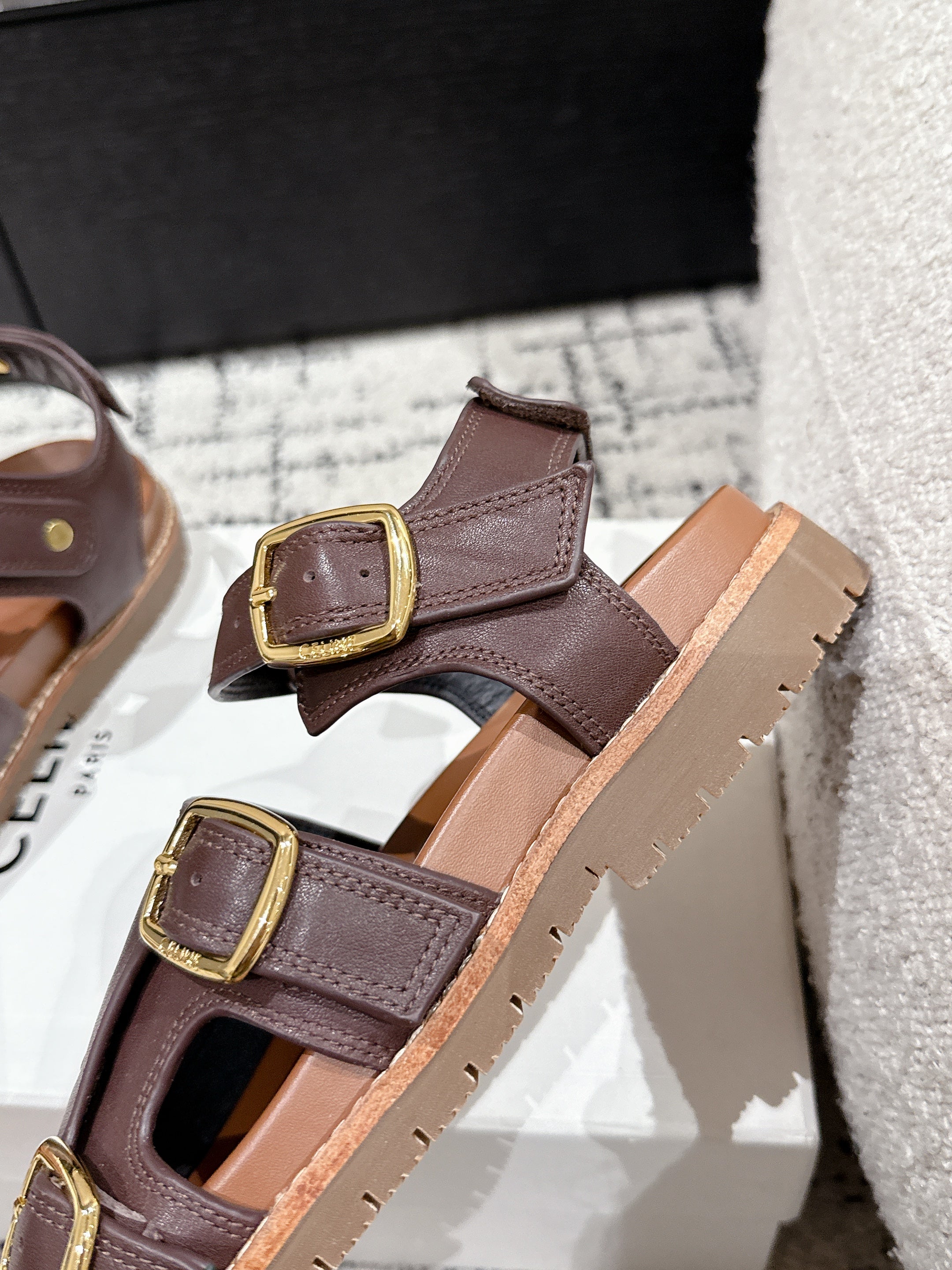 CELINE 25C Dad Sandal Mule Hickory Brown Cowhide 232352