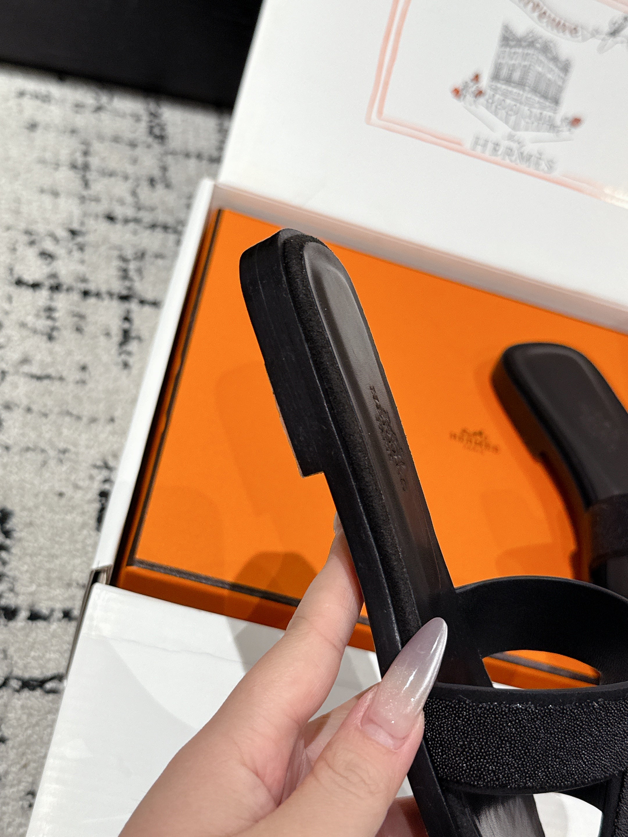 HM 25 Oran Glitter Sandal All Black Calfskin