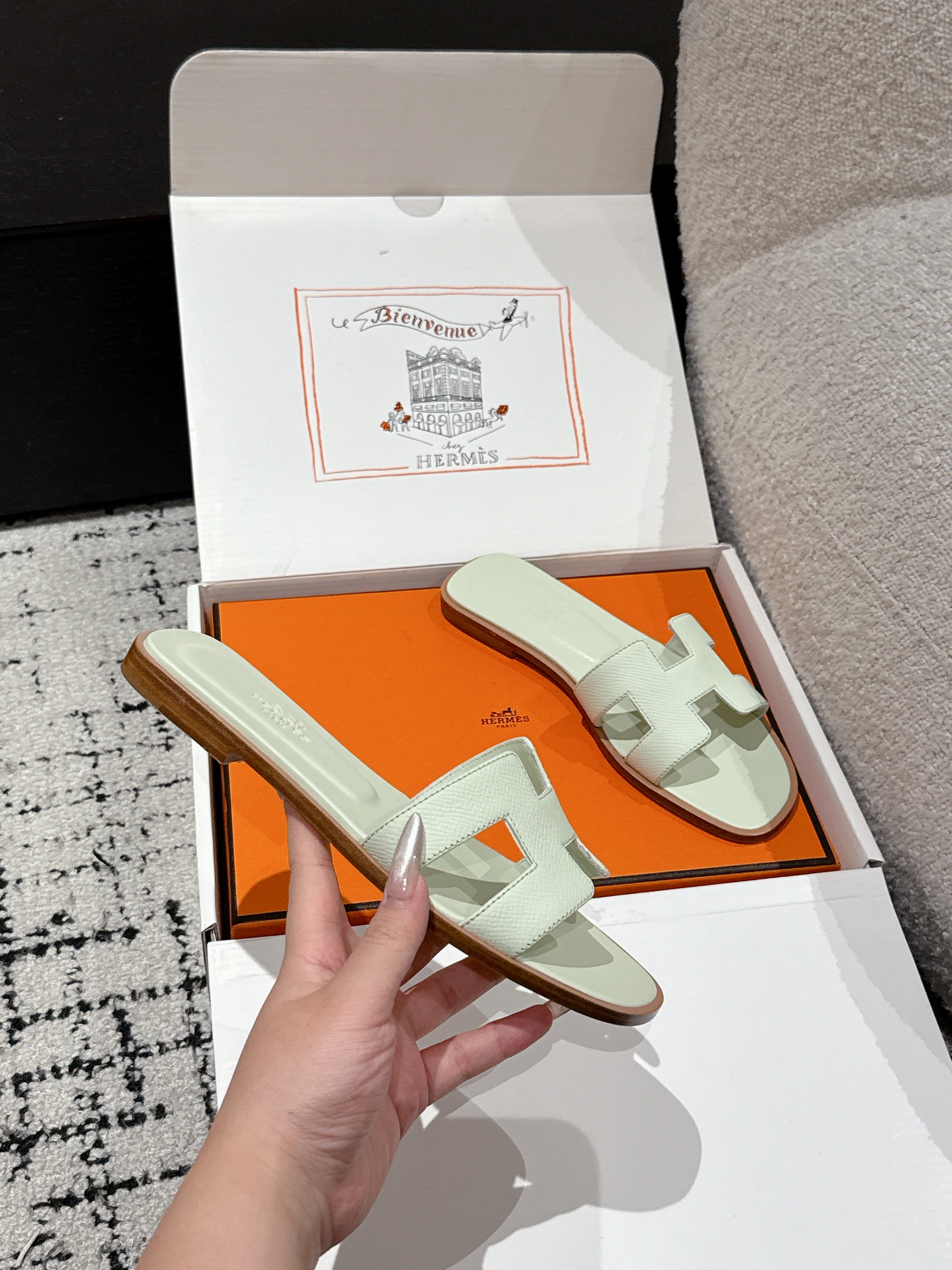 HM 25 Oran Sandal Vert Jade Epsom