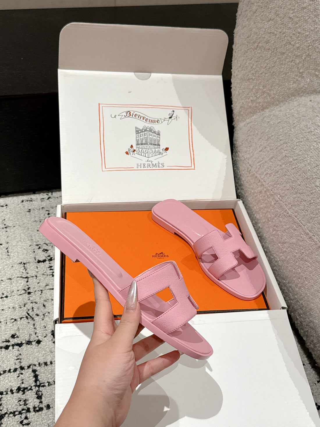 HM 25 Oran Sandal Pink Epsom