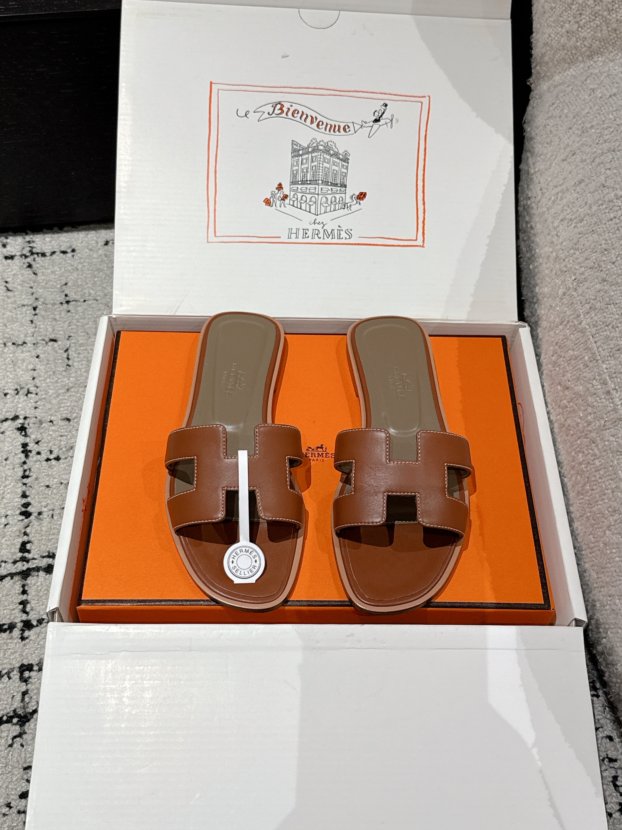 HM 25 Oran Sandal Dark Brown Etoupe Calfskin