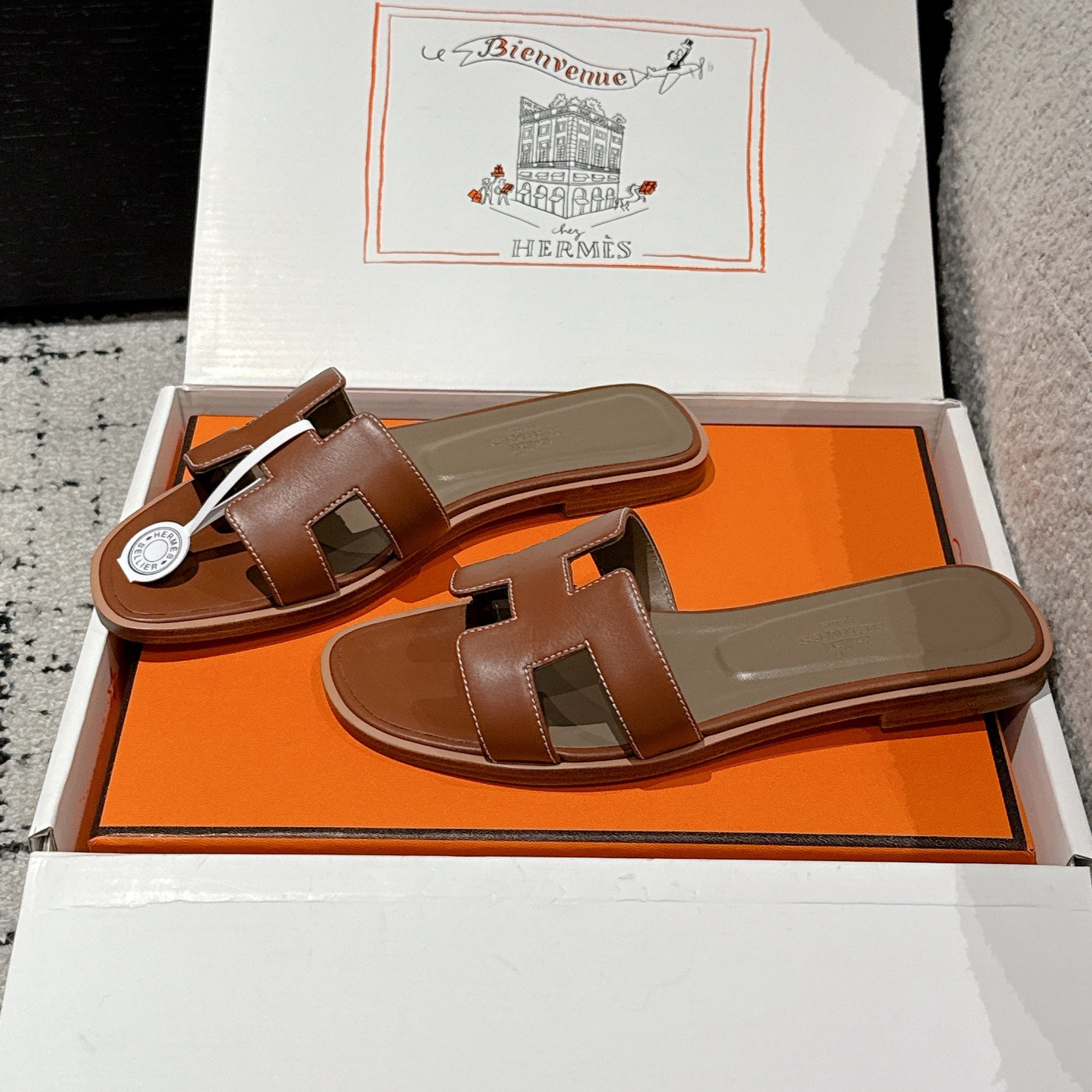HM 25 Oran Sandal Dark Brown Etoupe Calfskin