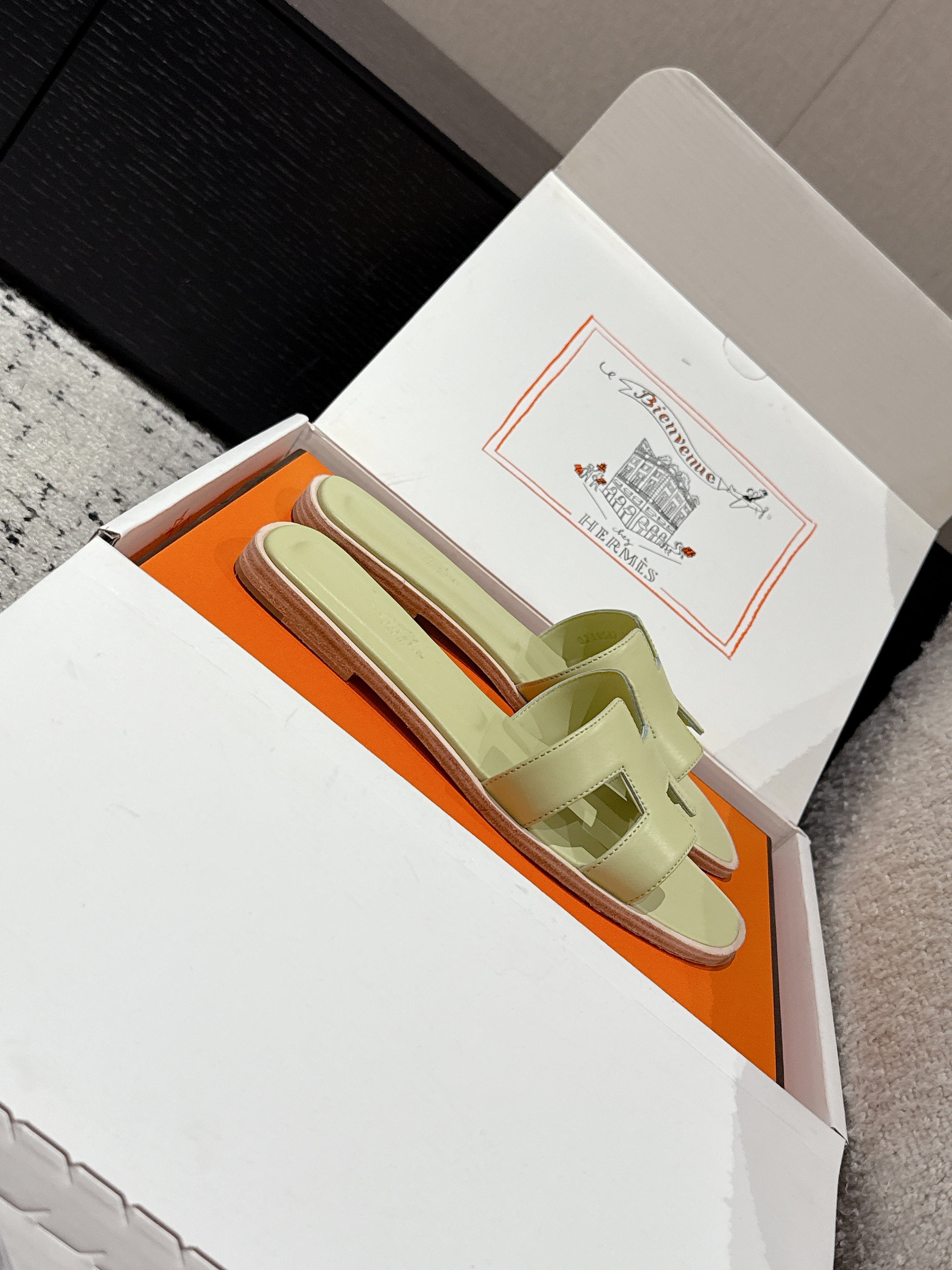 HM 25 Oran Sandal Light Green Calfskin