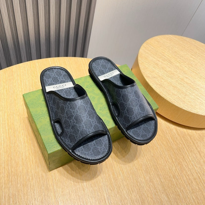 GG Men's Slide Black Printed Fabric 544367