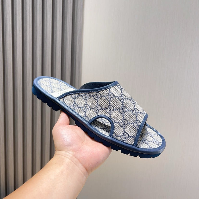 GG Men's Slide Blue Printed Fabric 544368