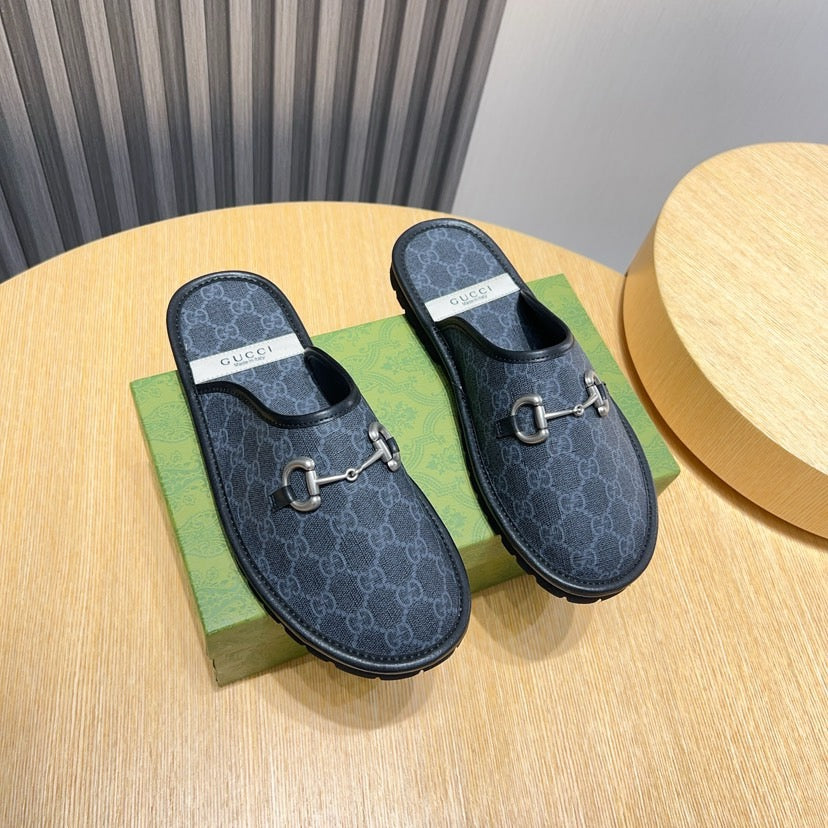 GG Men's Mule Blue Printed Fabric 544371