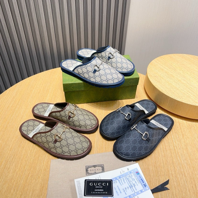 GG Men's Mule Blue Printed Fabric 544371