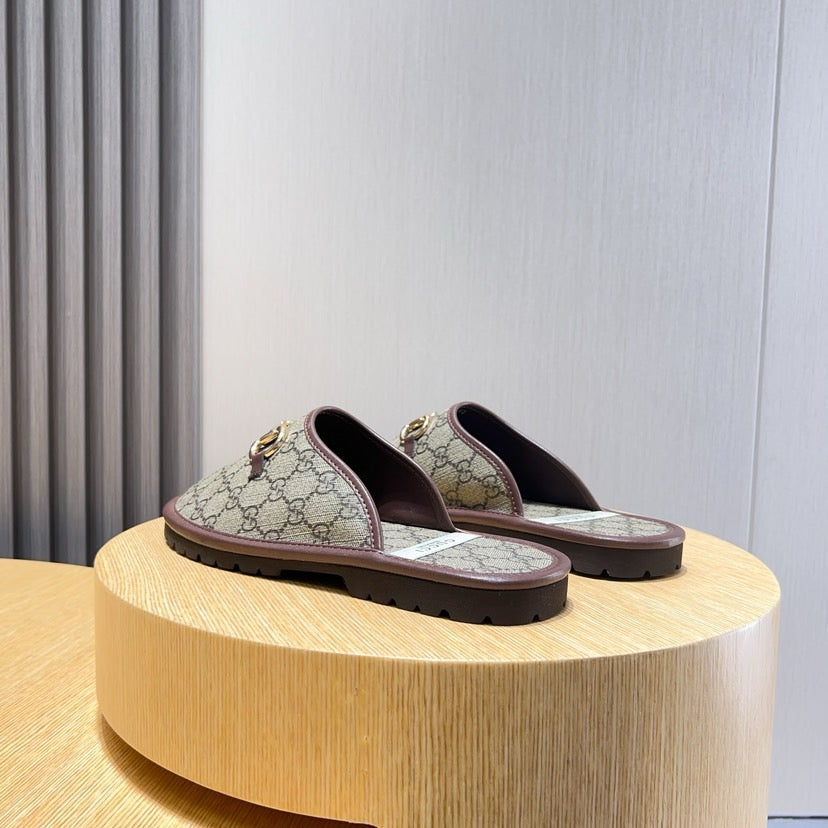 GG Men's Mule Brown Printed Fabric 544373