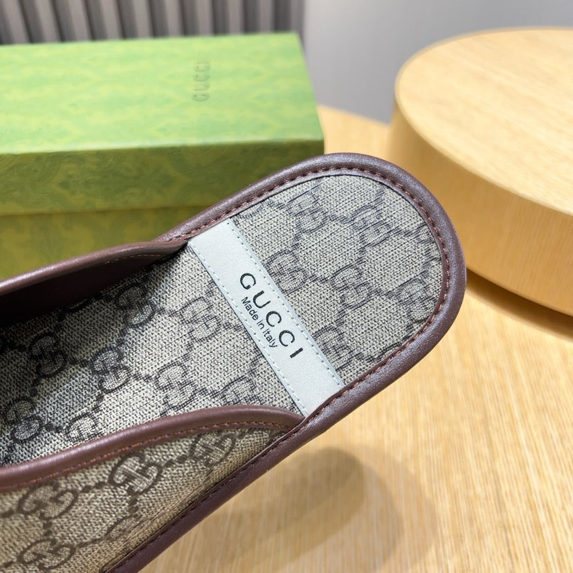 GG Men's Mule Brown Printed Fabric 544373