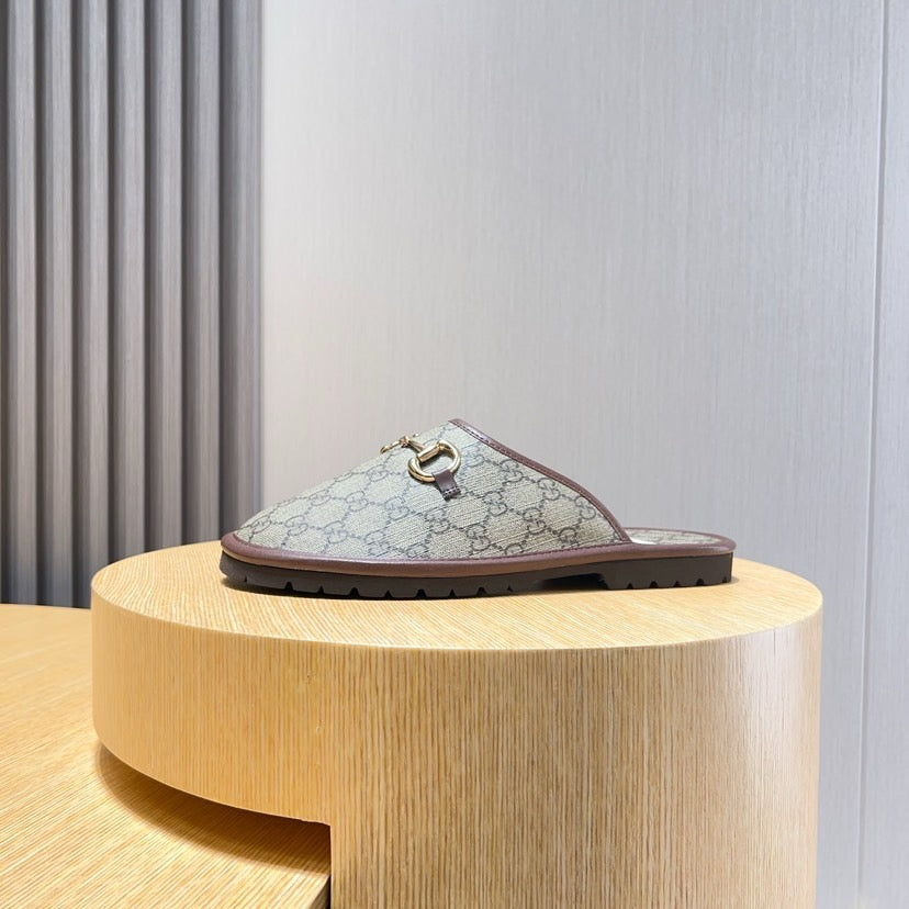 GG Men's Mule Brown Printed Fabric 544373