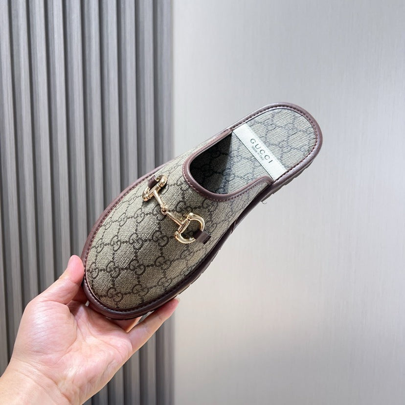 GG Men's Mule Brown Printed Fabric 544373