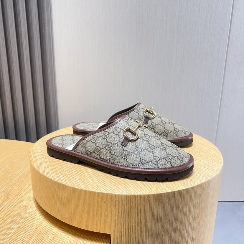 GG Men's Mule Brown Printed Fabric 544373