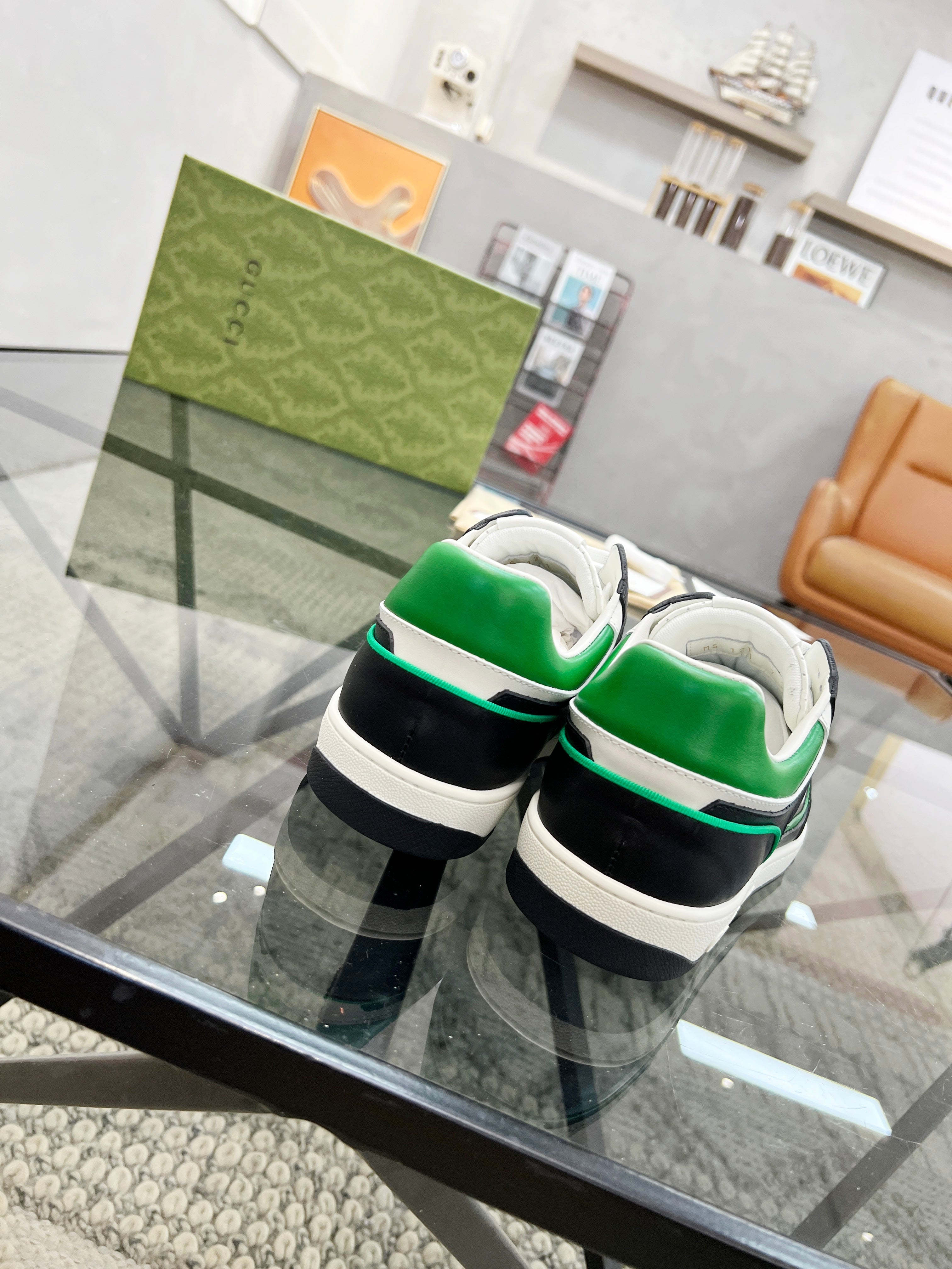 GG Men's Sneaker Green Black Cowhide 525900