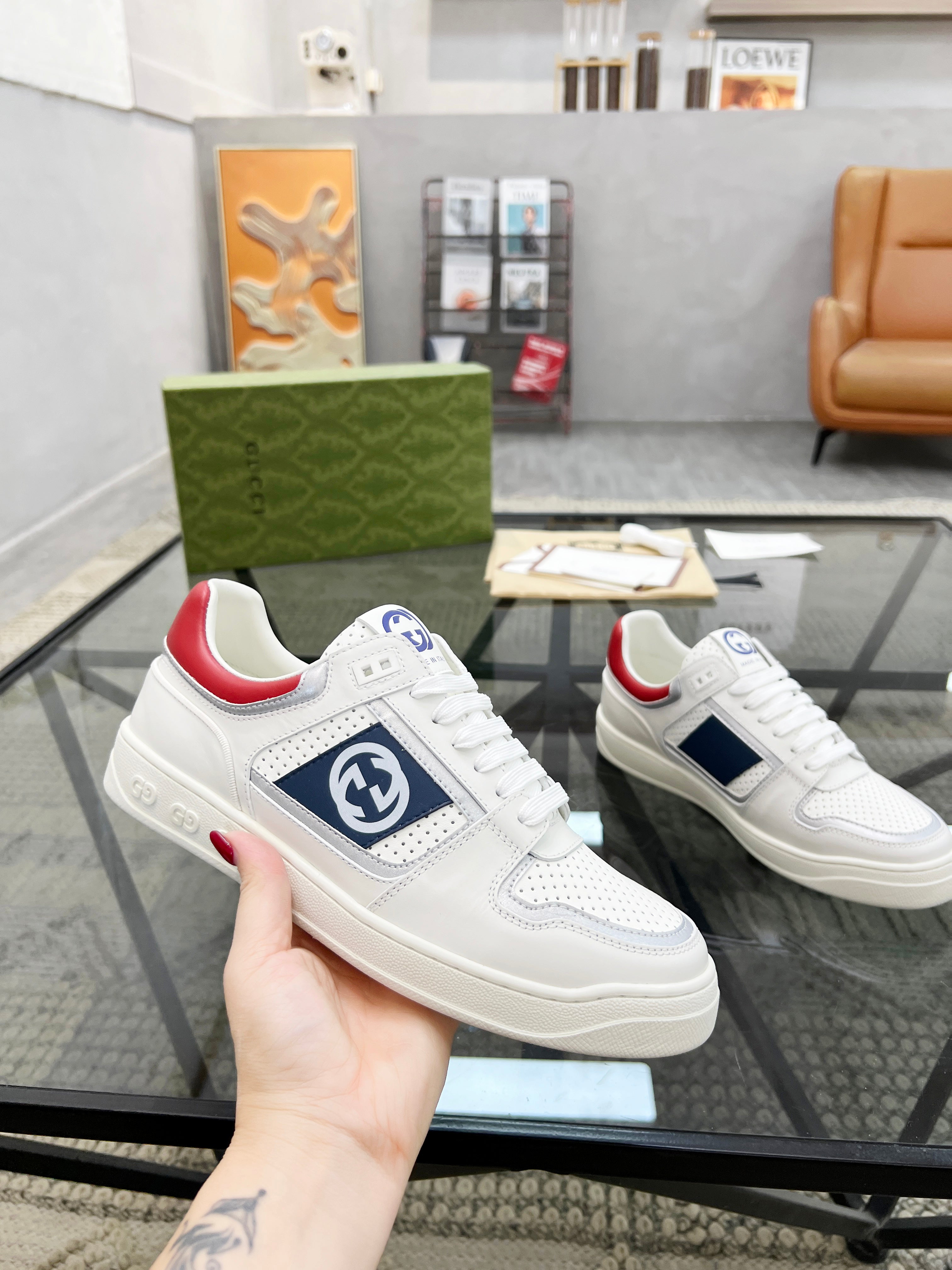 GG Men's Sneaker White Cowhide 525901