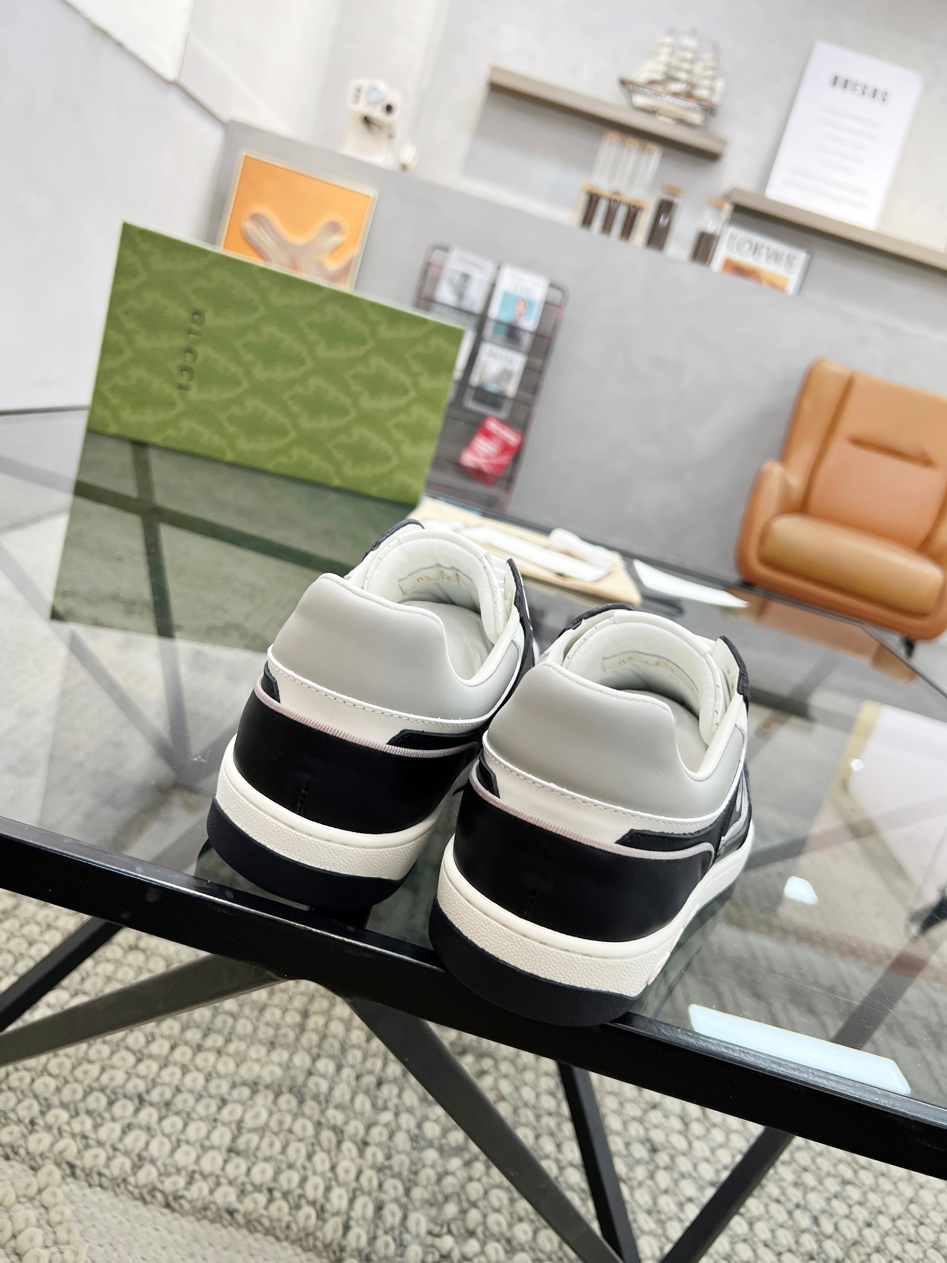 GG Men's Sneaker White Black Cowhide 525902