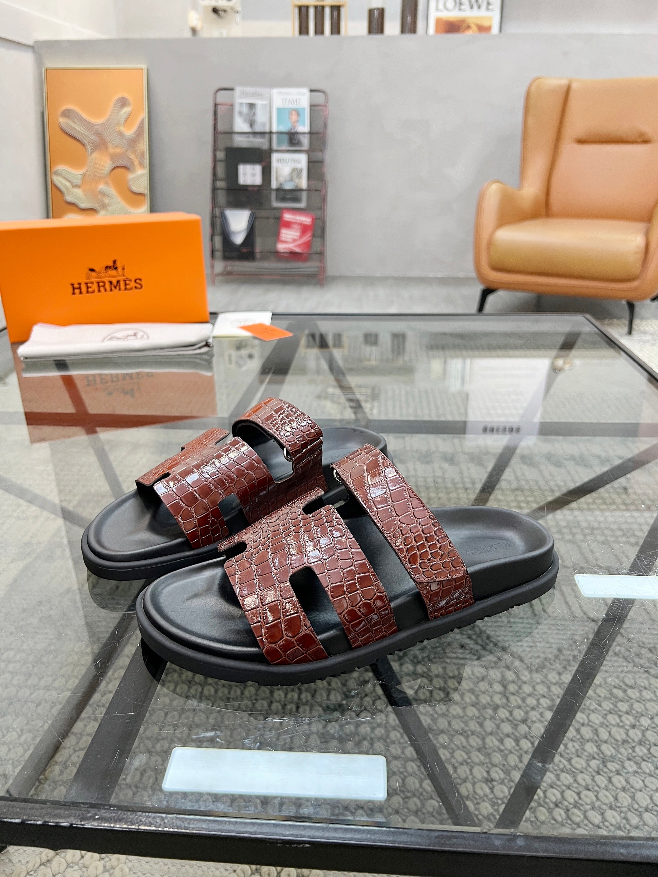 HM Men's Chypre Slide Red Cowhide 544582