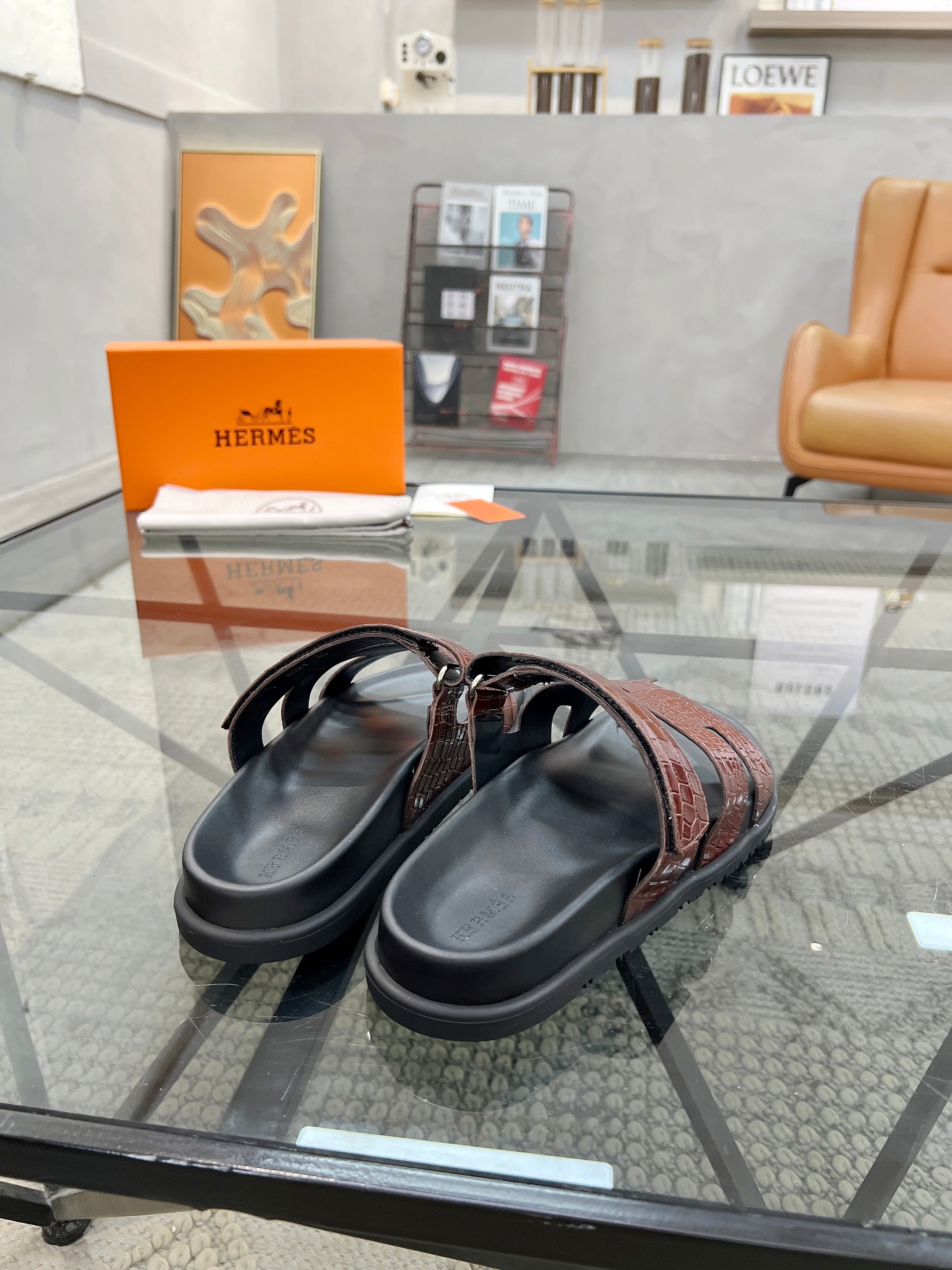 HM Men's Chypre Slide Red Cowhide 544582