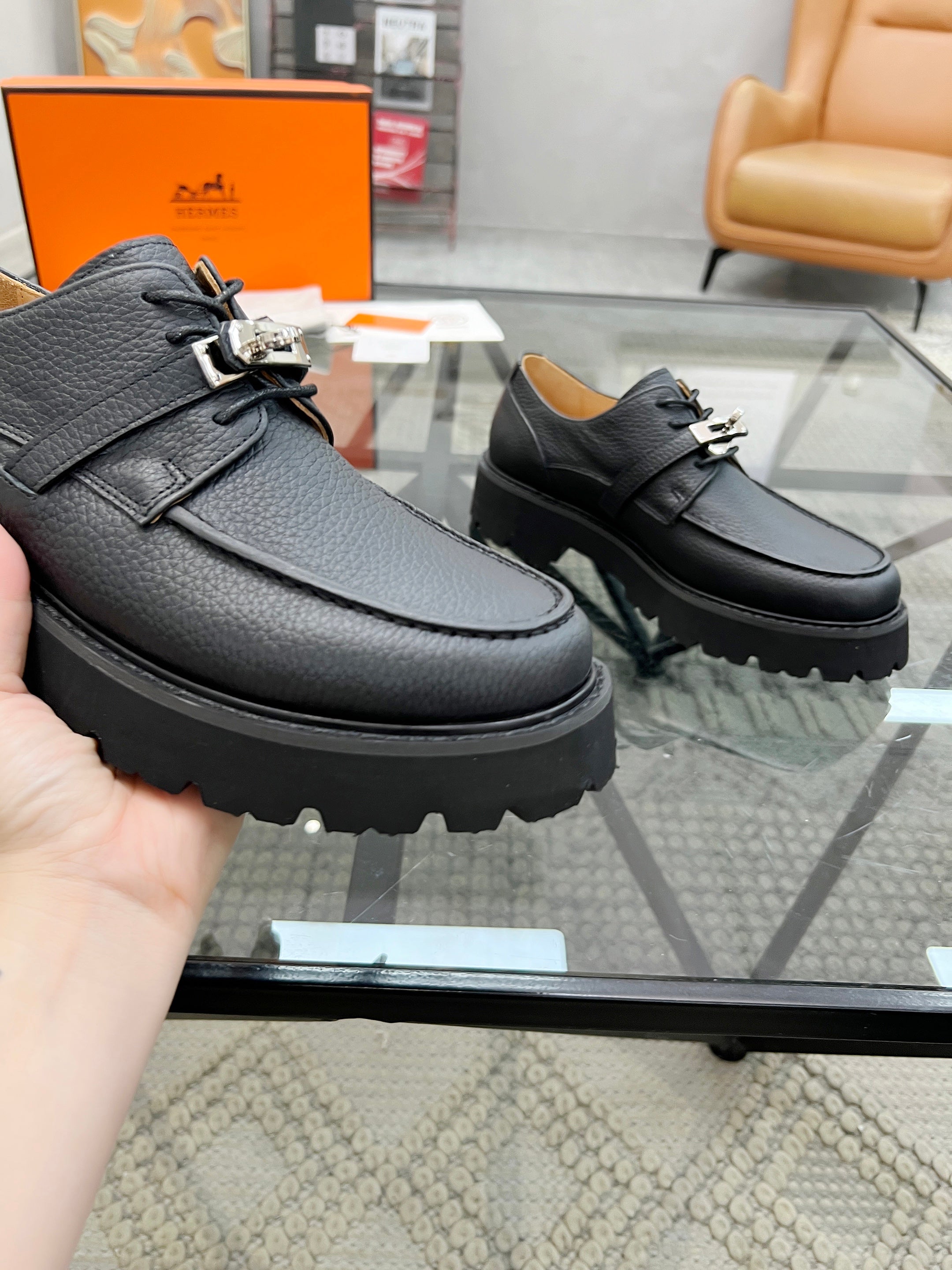 HM Men's First oxford Loafer Black Cowhide 590524