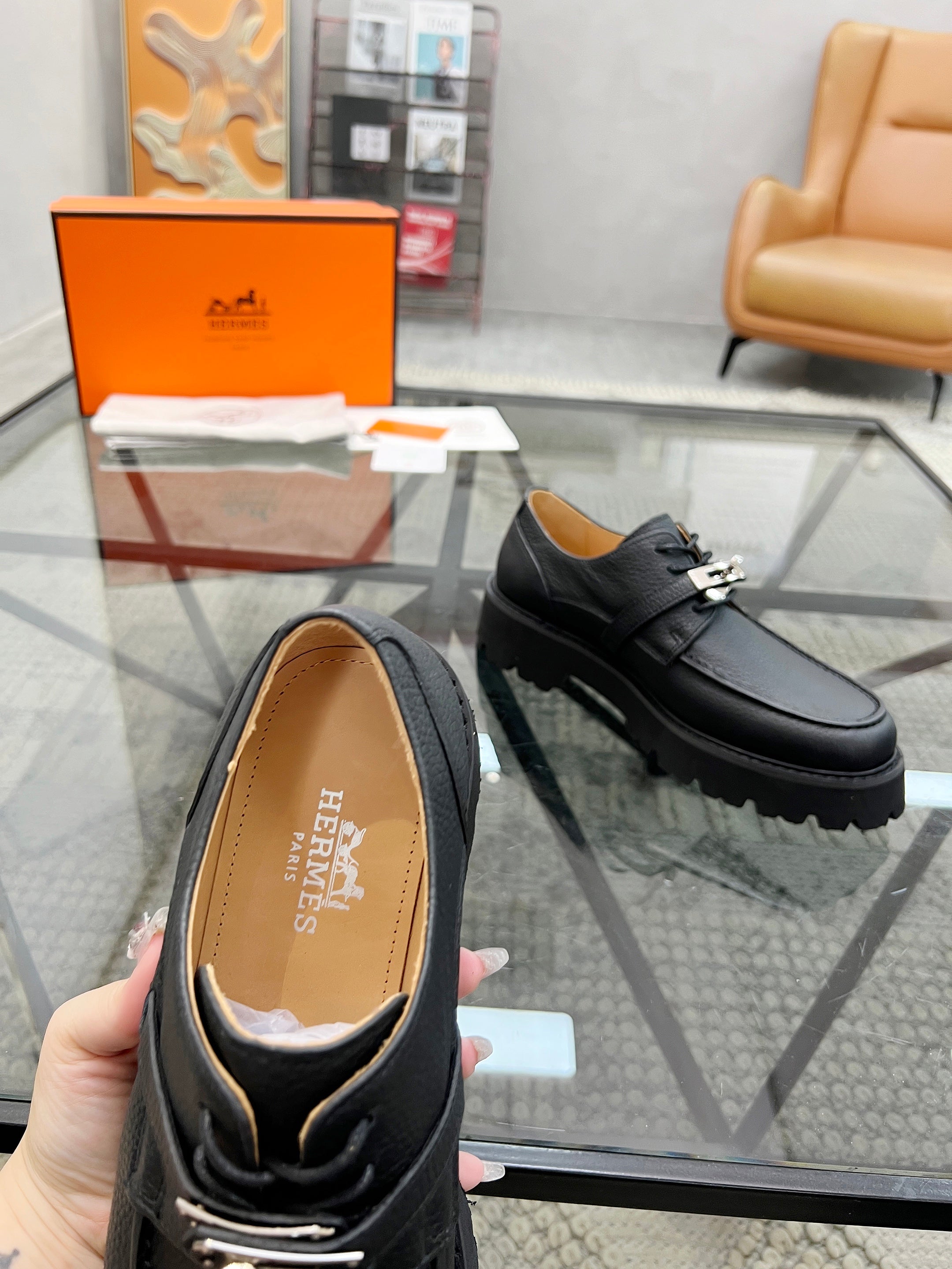 HM Men's First oxford Loafer Black Cowhide 590524