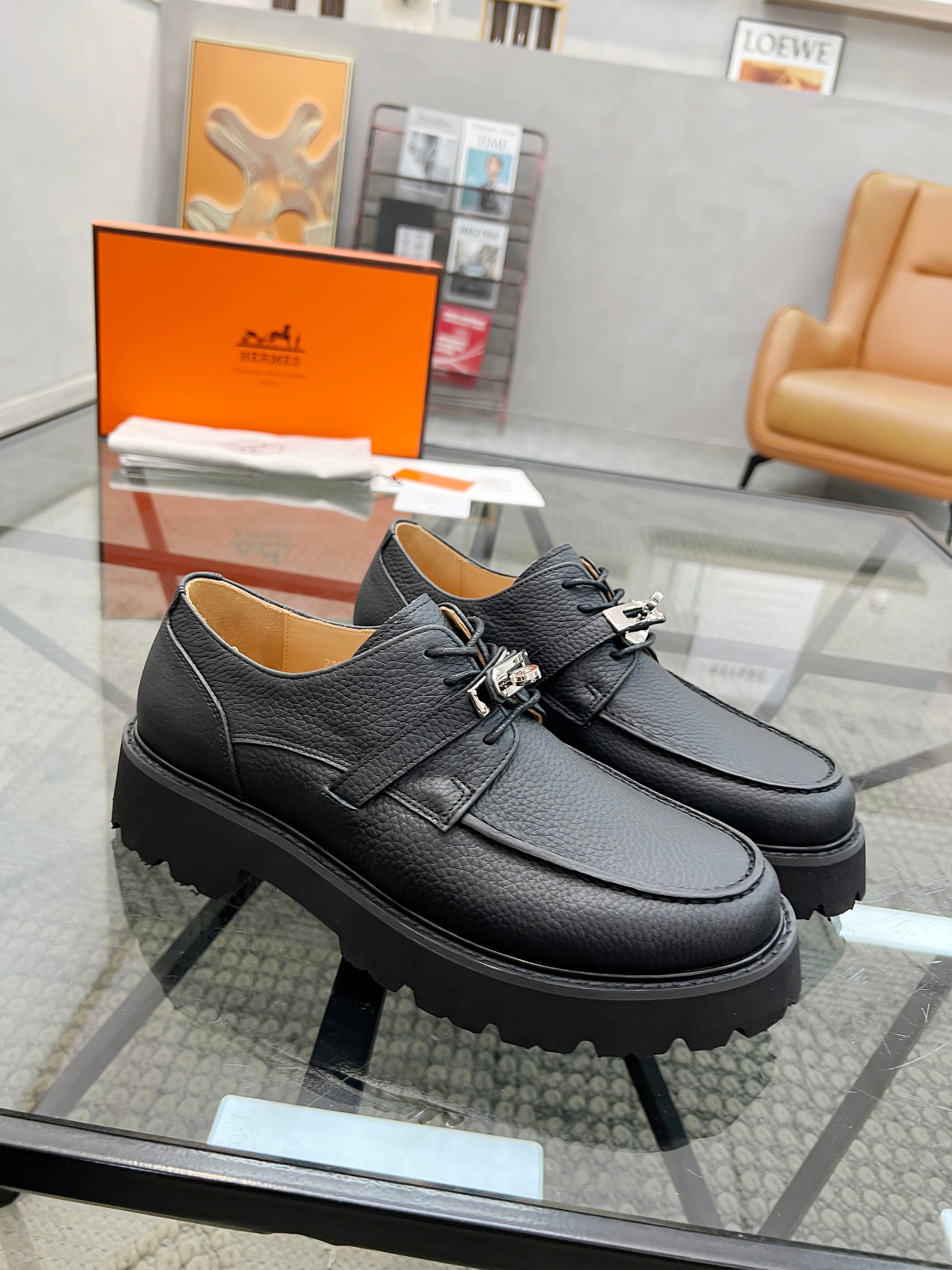 HM Men's First oxford Loafer Black Cowhide 590524