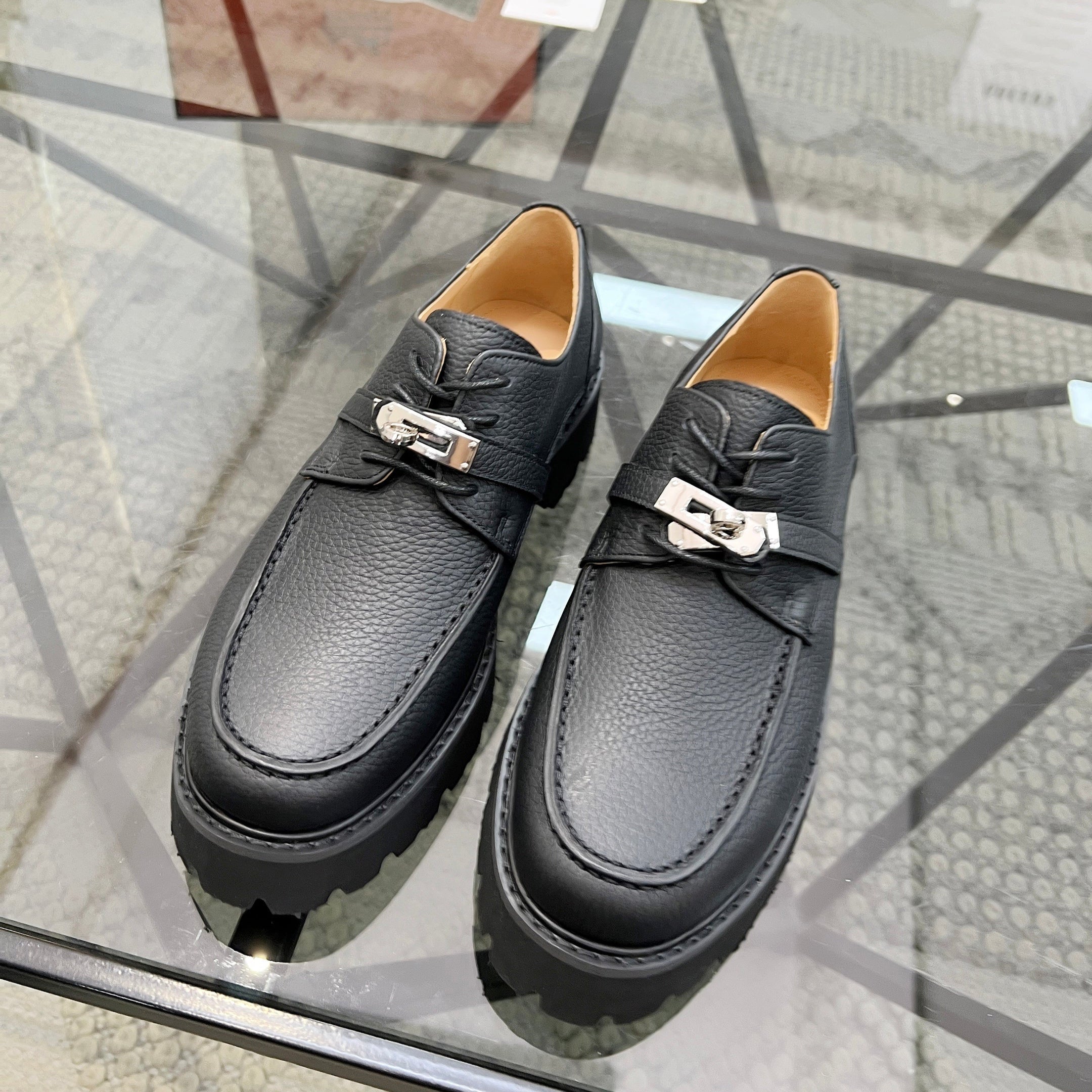 HM Men's First oxford Loafer Black Cowhide 590524