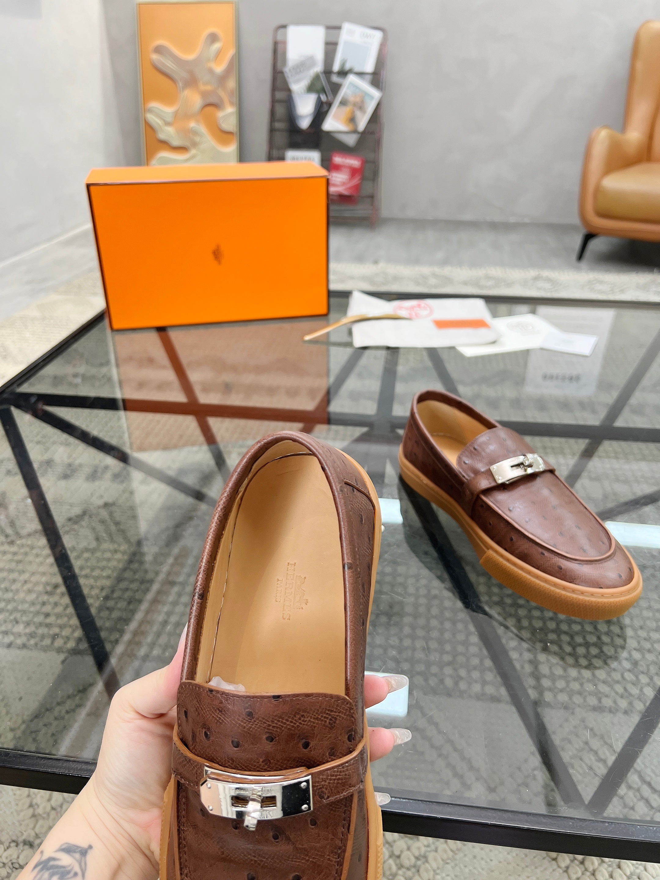 HM Men's Horsebit Loafers Brown Calfskin 621423