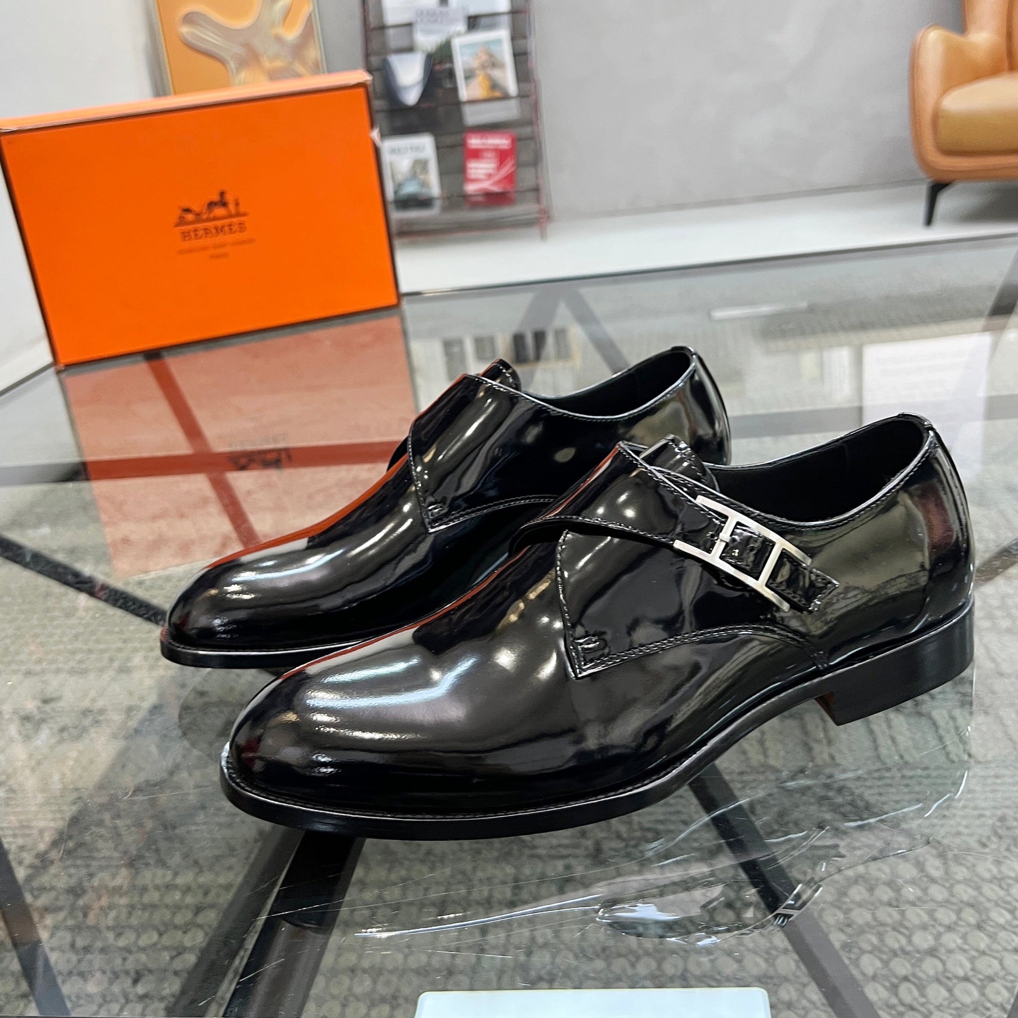 HM Men's Loafer Black Patent Leather 638512