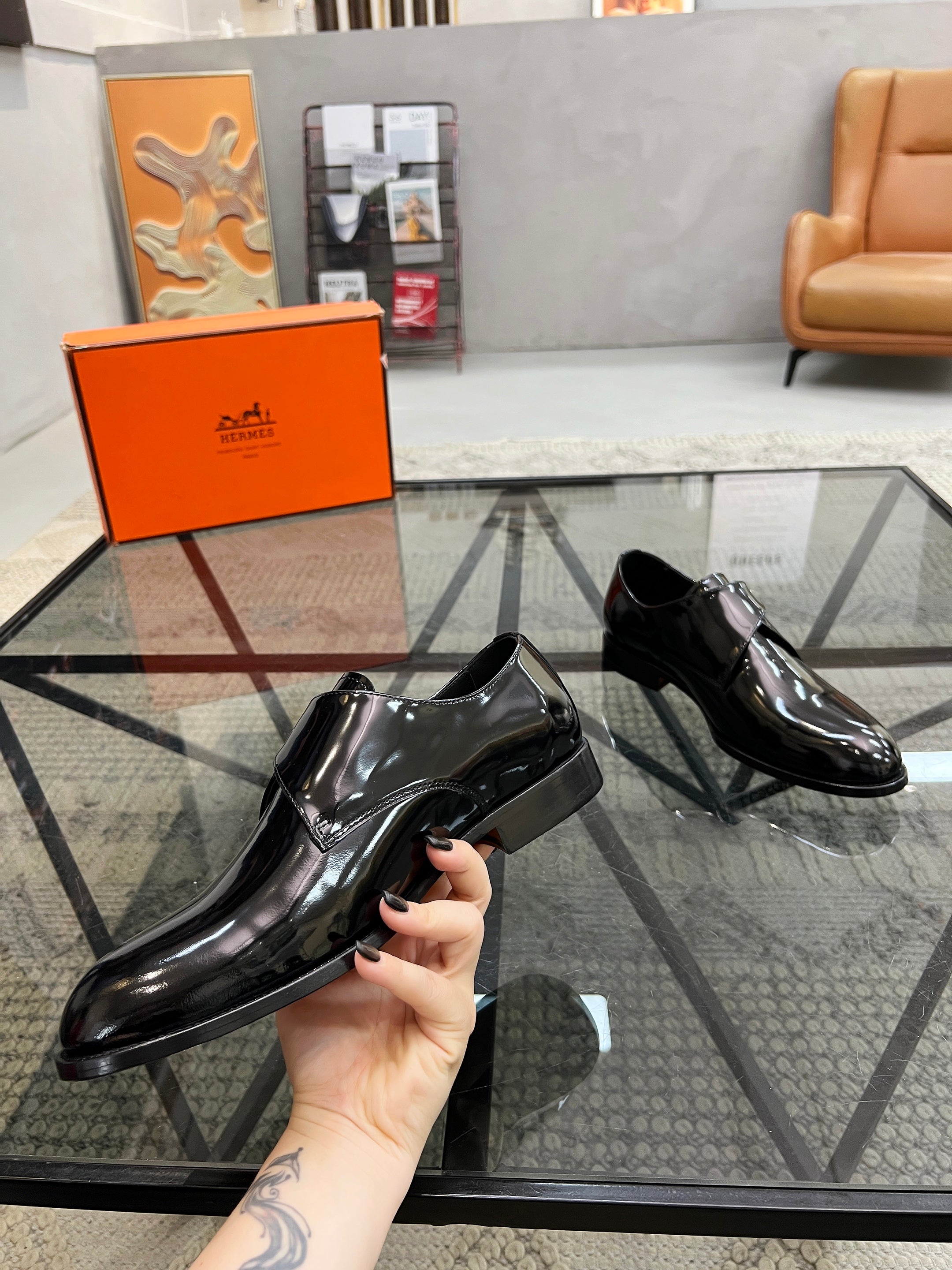 HM Men's Loafer Black Patent Leather 638512