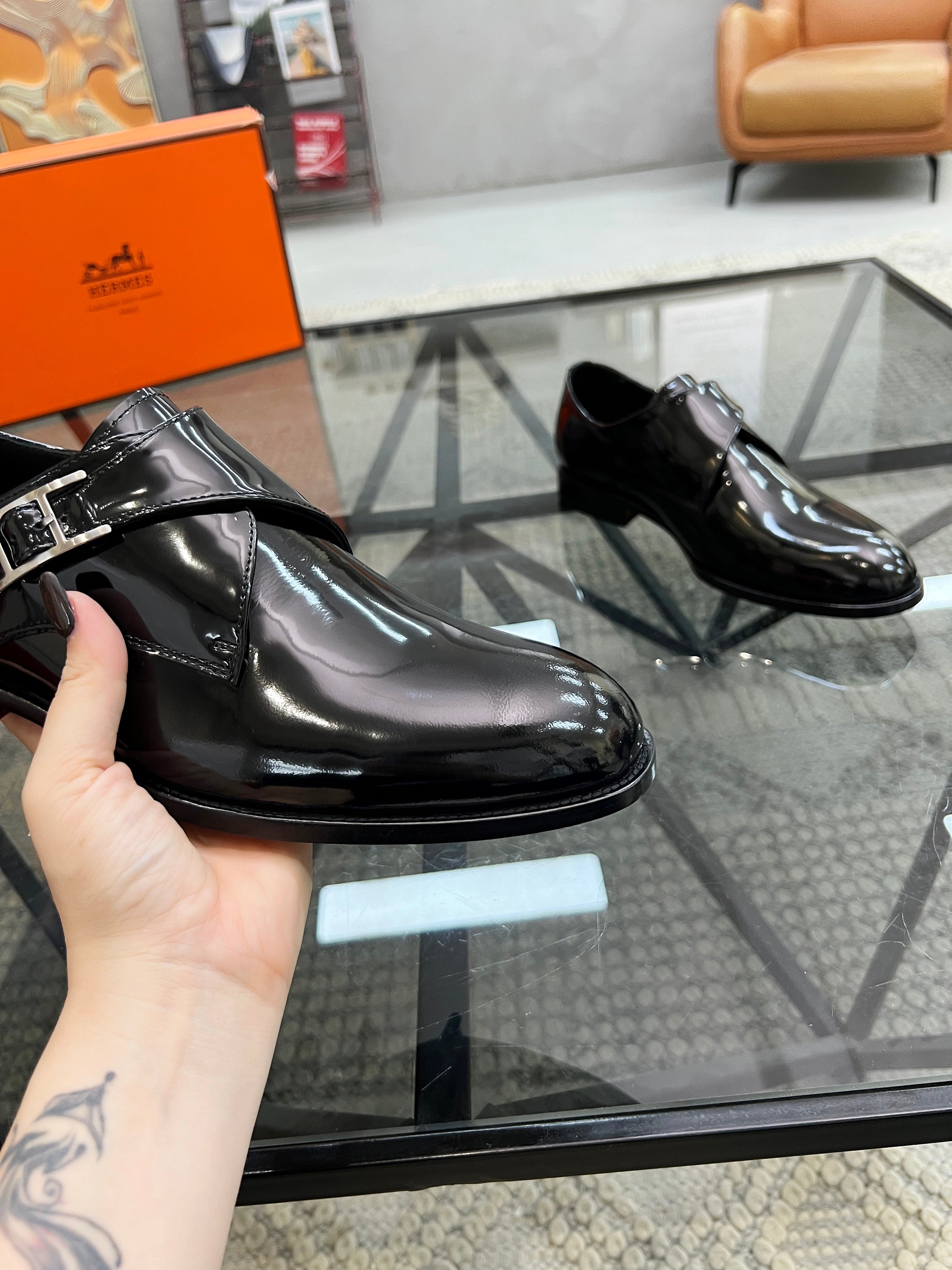 HM Men's Loafer Black Patent Leather 638512