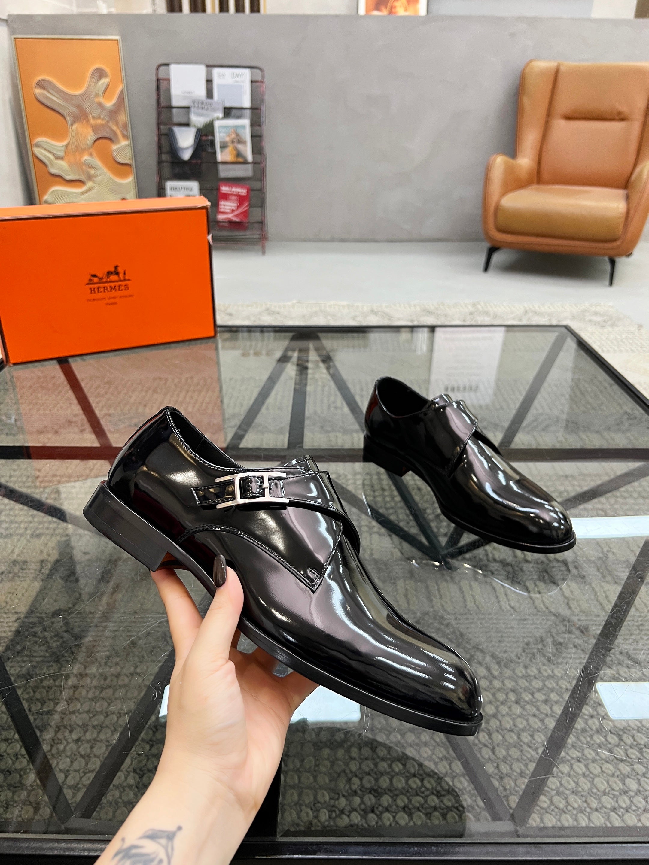 HM Men's Loafer Black Patent Leather 638512