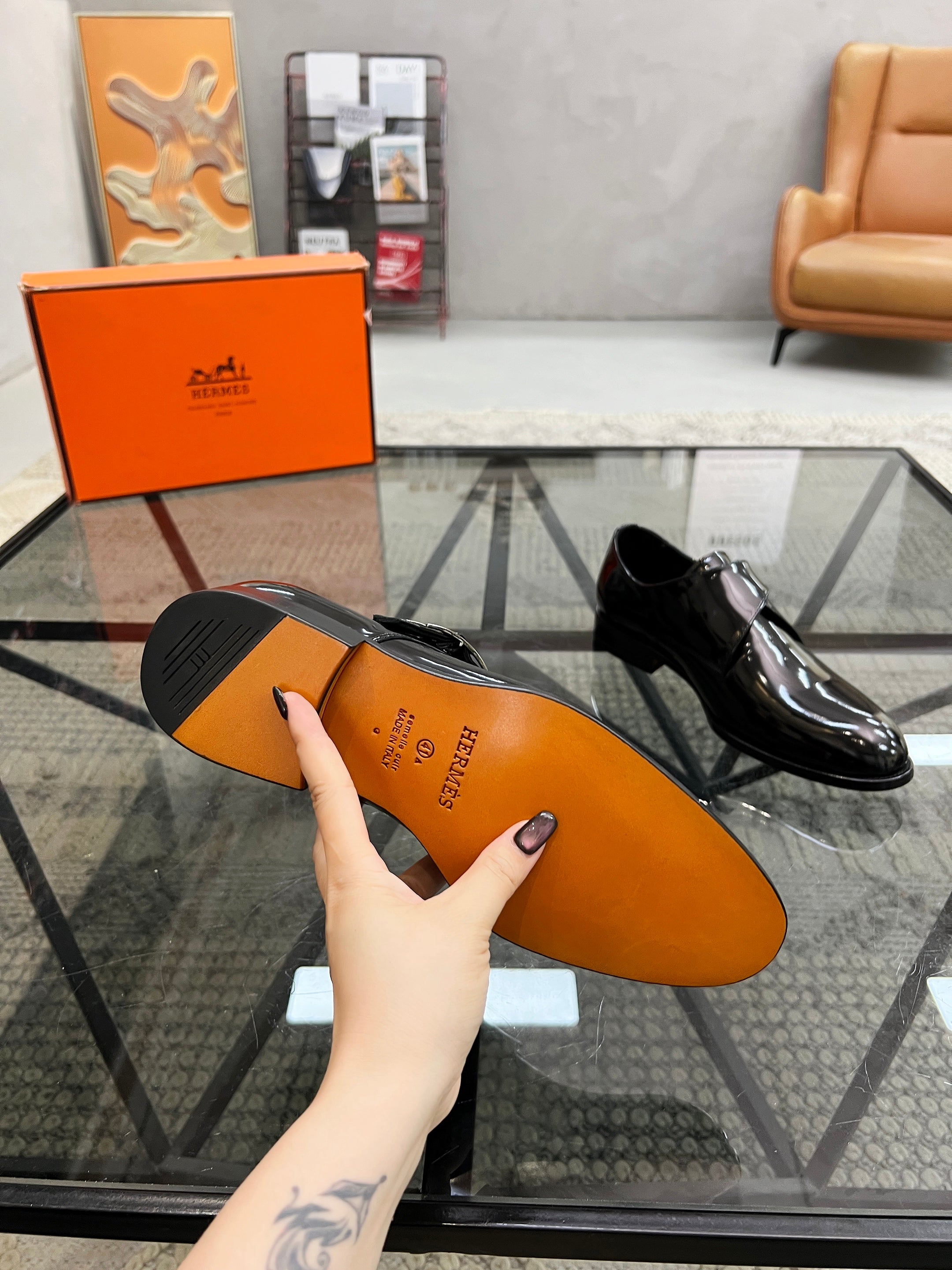 HM Men's Loafer Black Patent Leather 638512