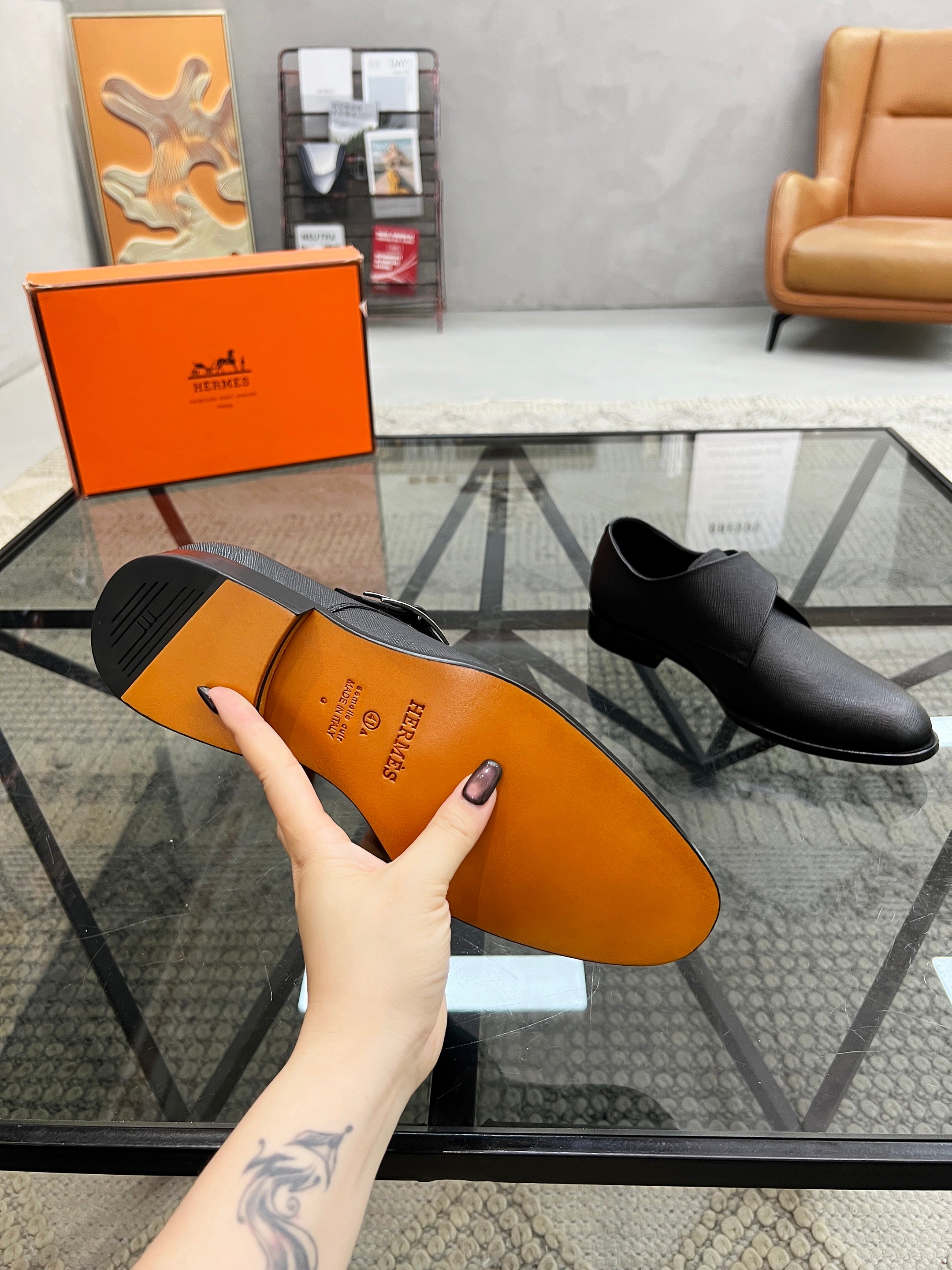 HM Men's Loafer Black Cowhide 638513