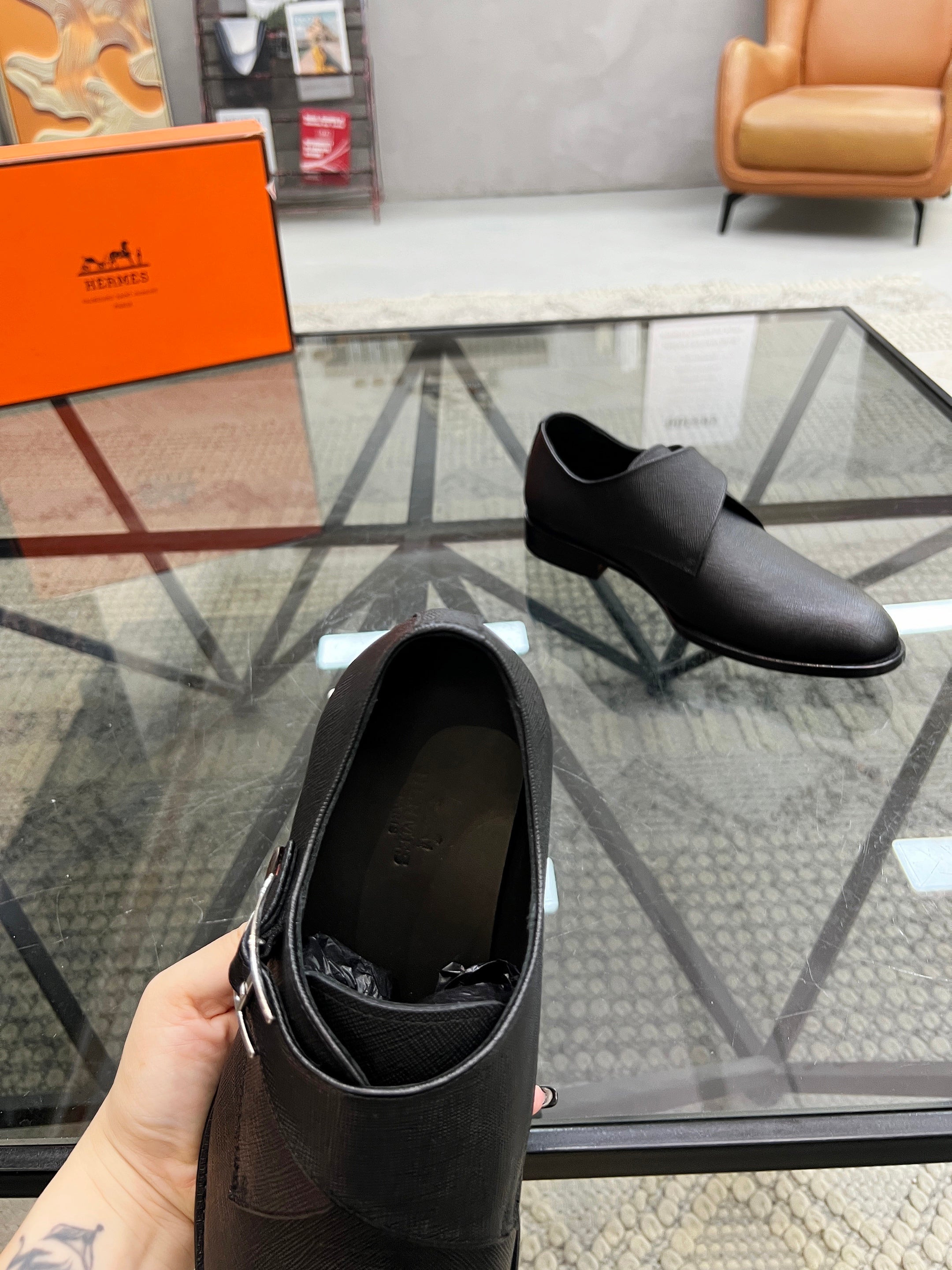 HM Men's Loafer Black Cowhide 638513