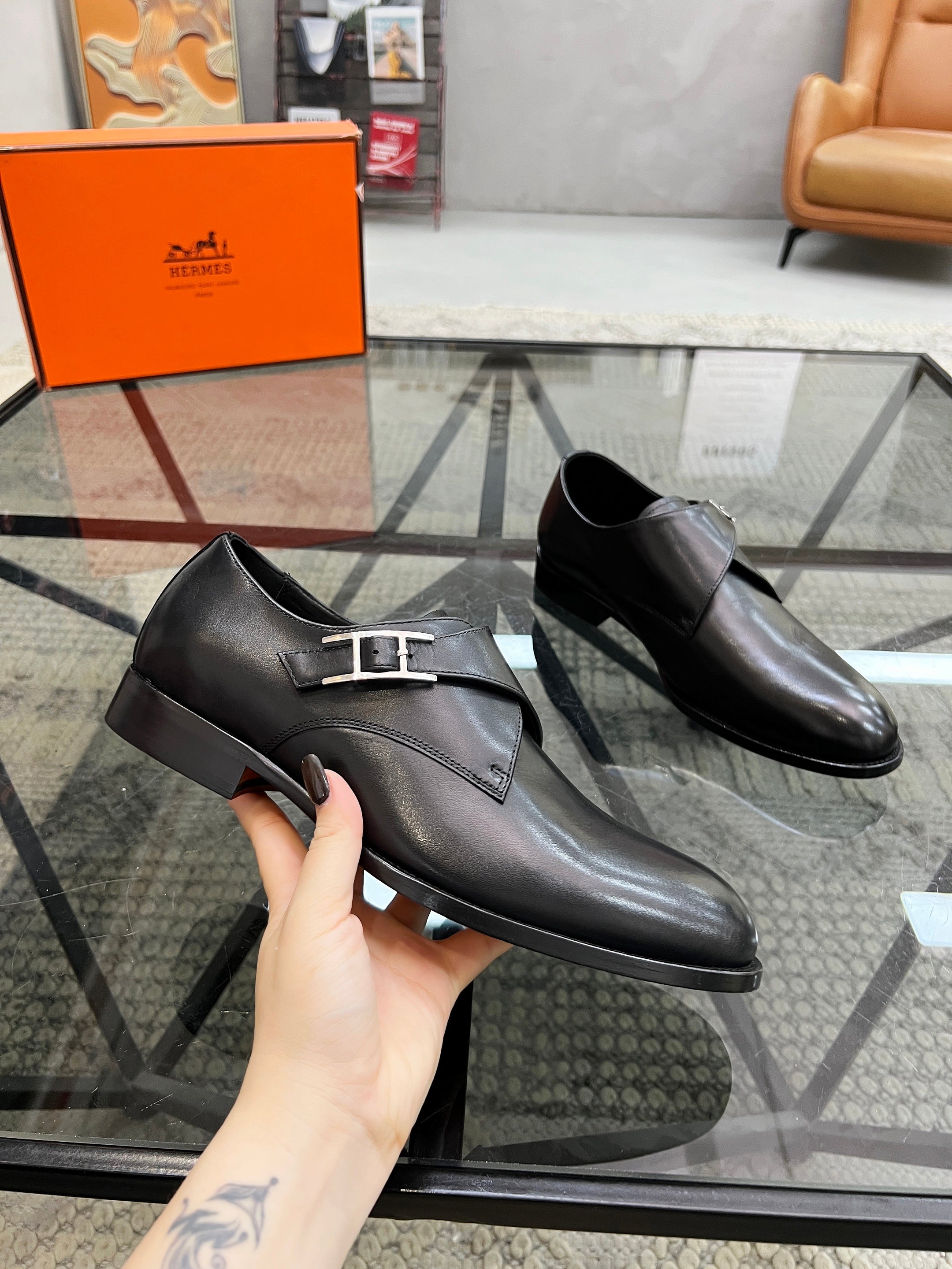 HM Men's Loafer Black Smooth Cowhide 638515