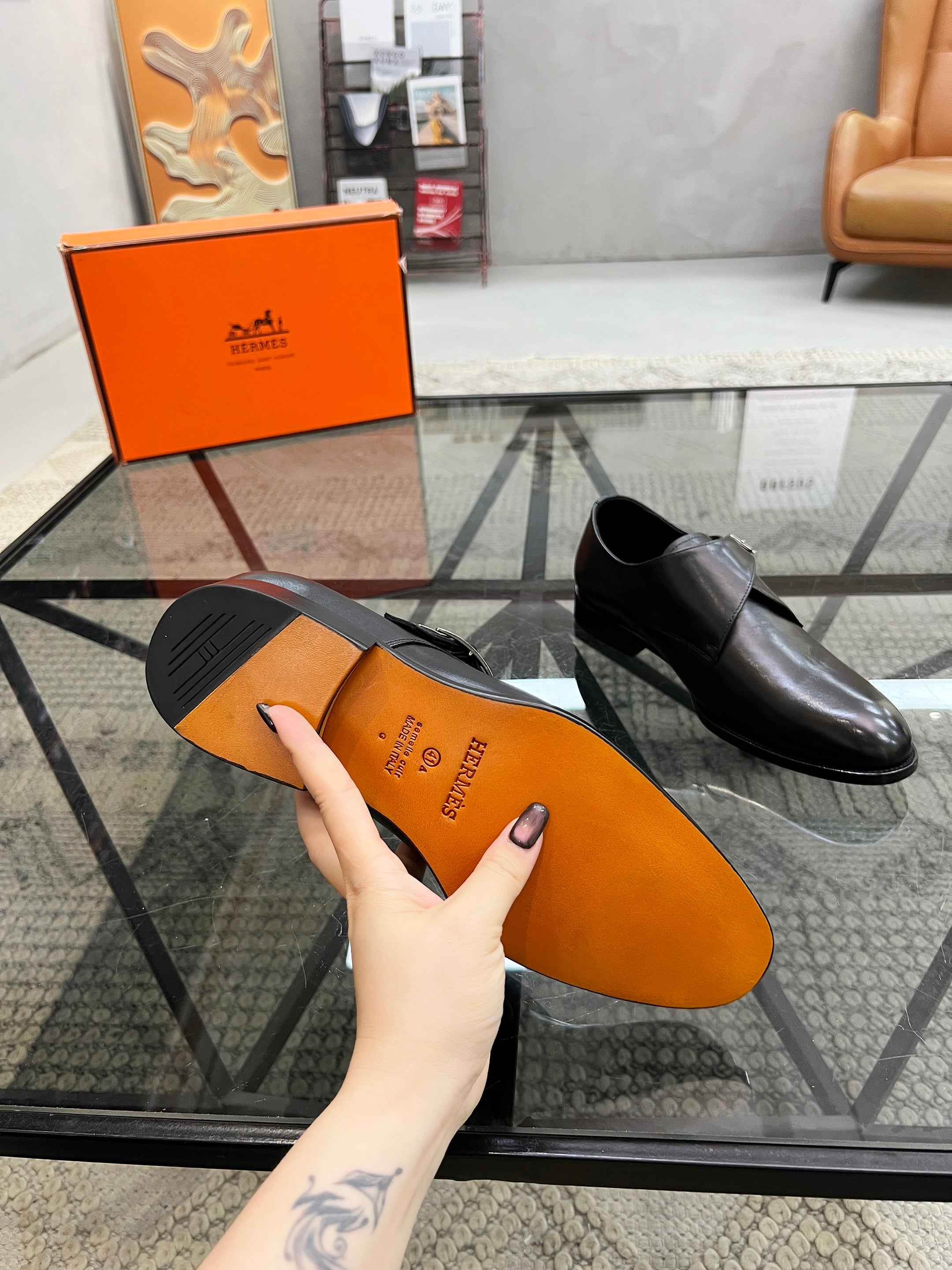 HM Men's Loafer Black Smooth Cowhide 638515