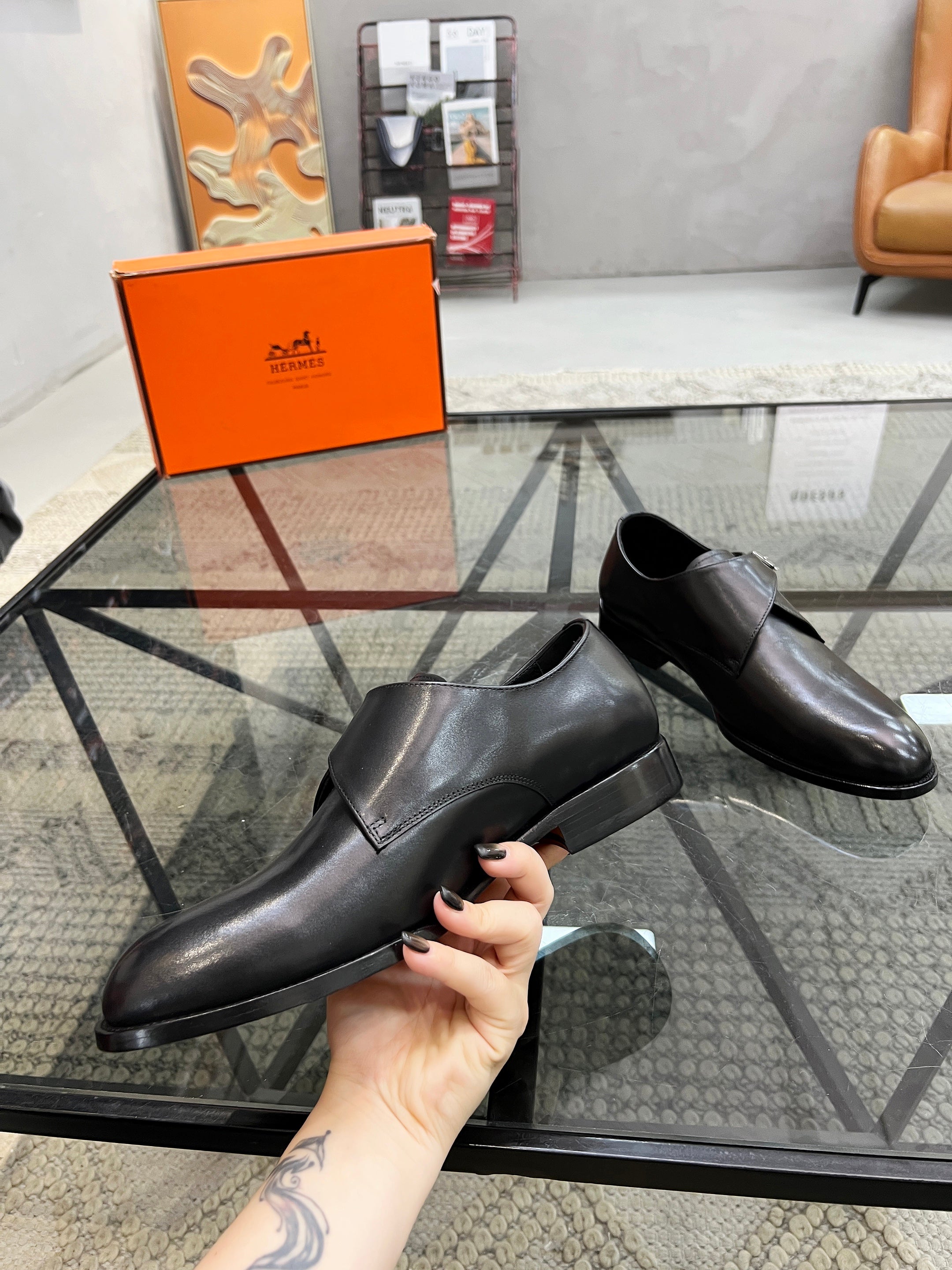 HM Men's Loafer Black Smooth Cowhide 638515