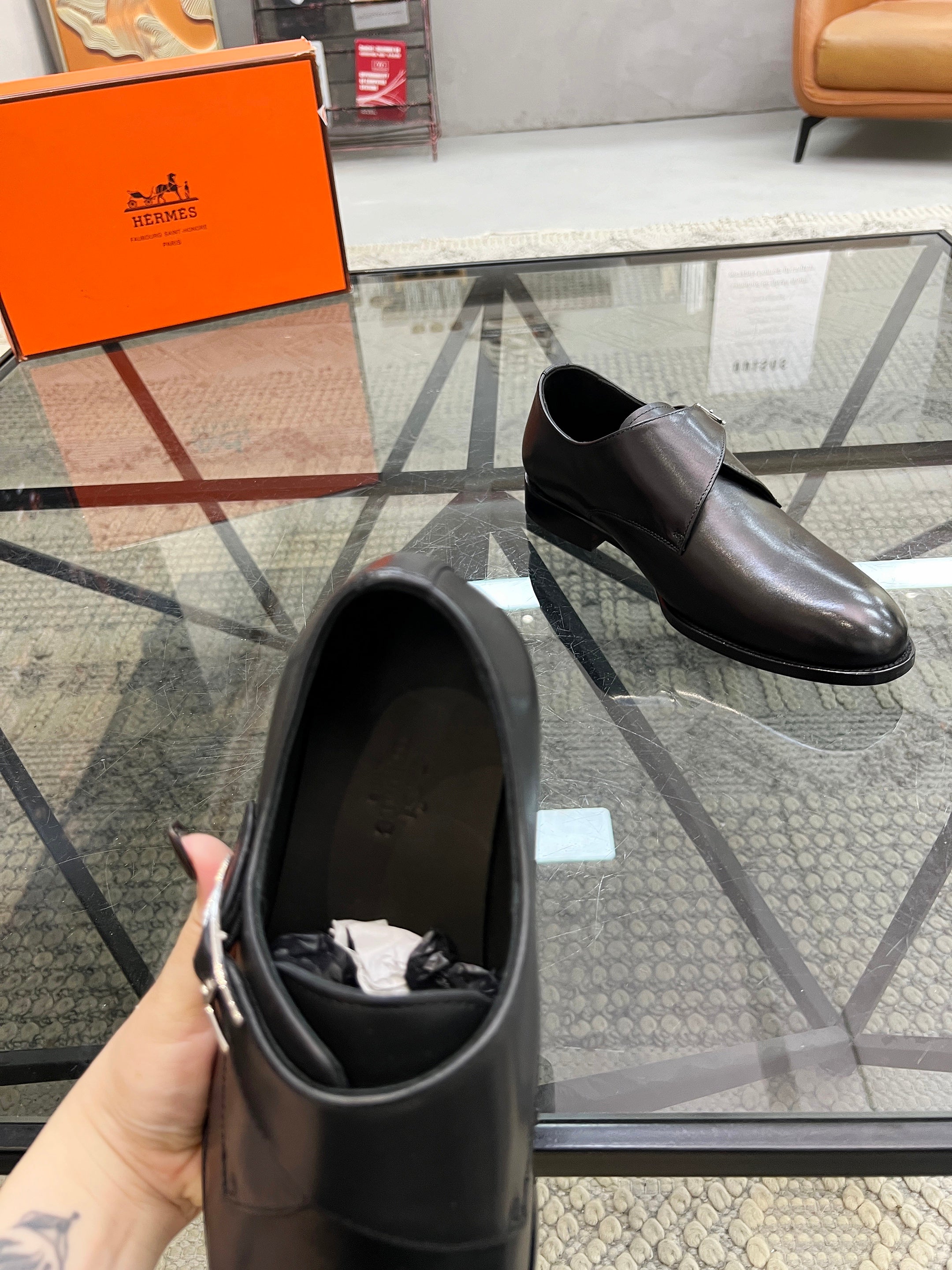 HM Men's Loafer Black Smooth Cowhide 638515