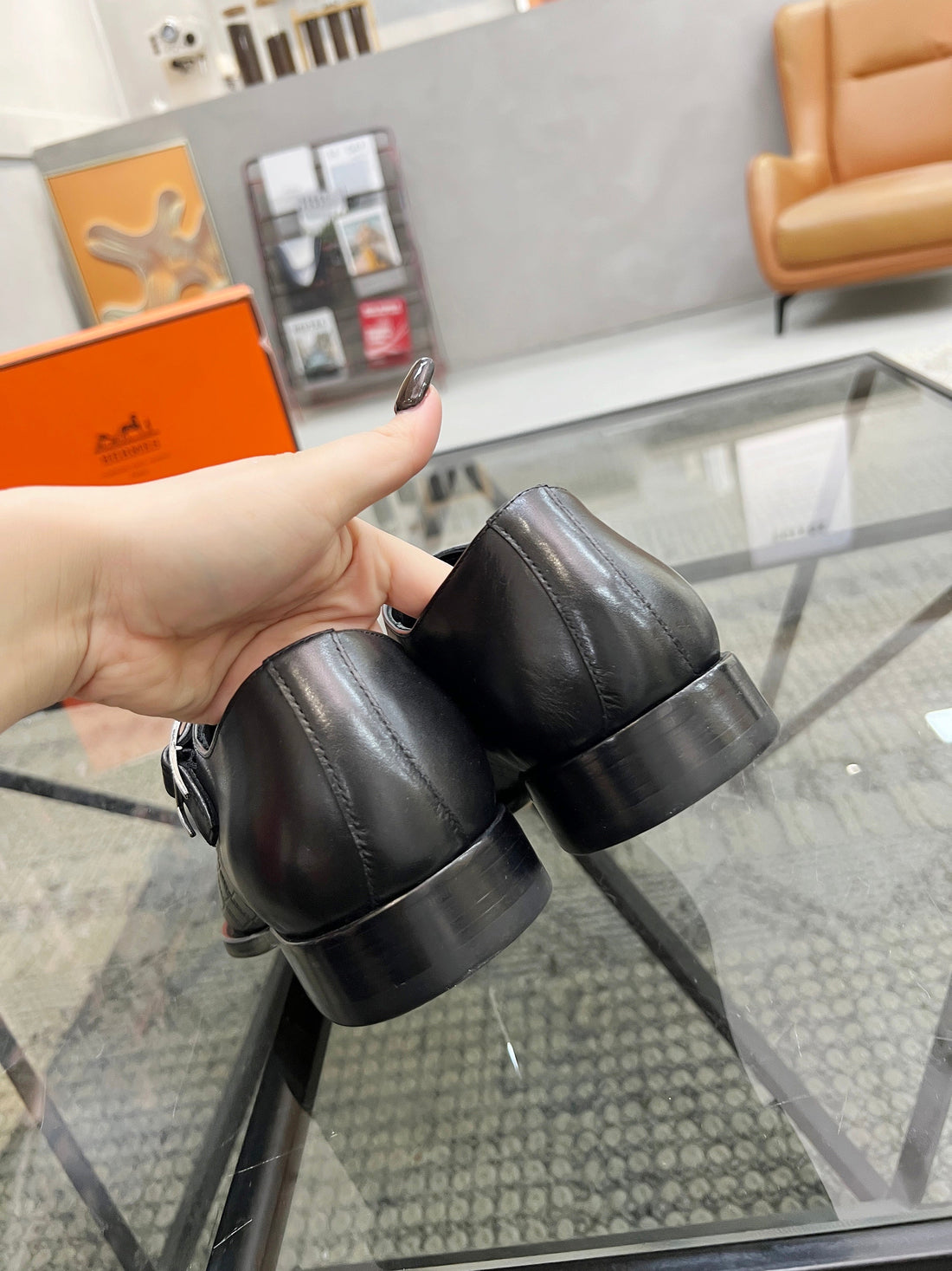 HM Men's Loafer Embossed Black Cowhide 638516