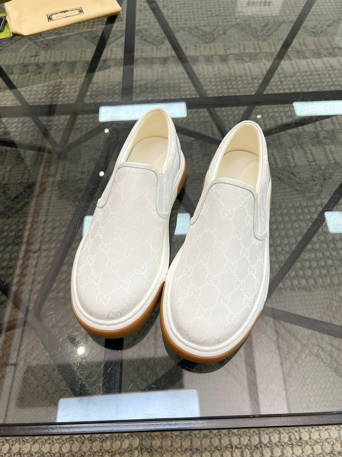 GG Men's Slip on Loafer White Printed Fabric 721530