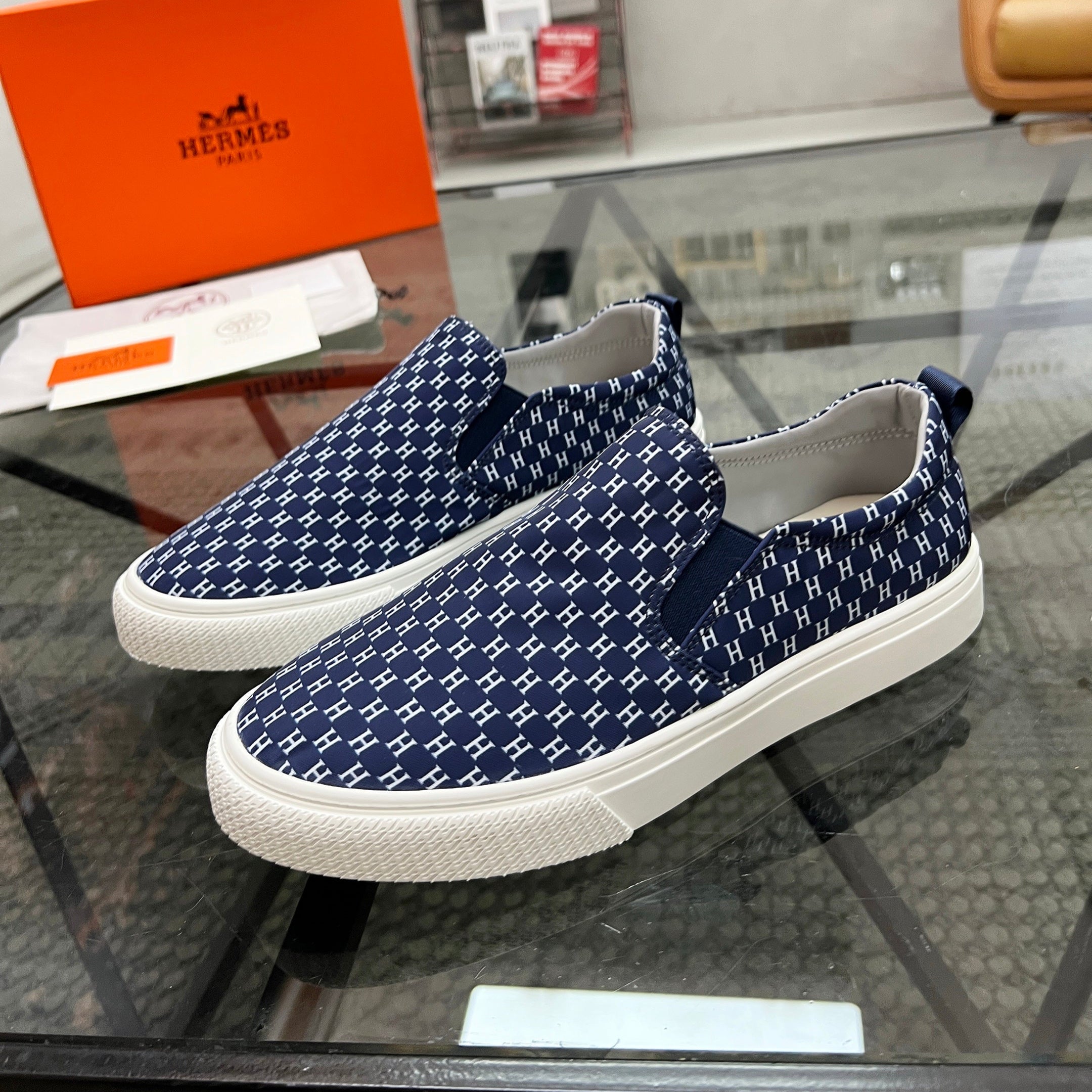 HM Men's Lucky Slip-on Blue Printed Fabric 741690