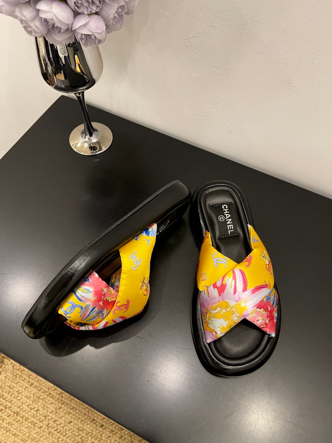 CC 25 Platform Slide Yellow Cloth Sheepskin 34737