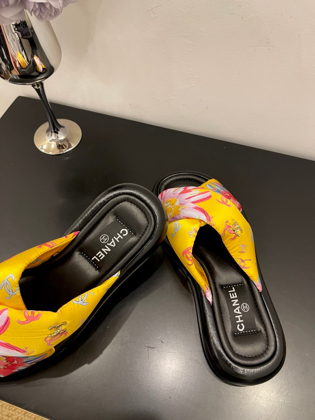 CC 25 Platform Slide Yellow Cloth Sheepskin 34737