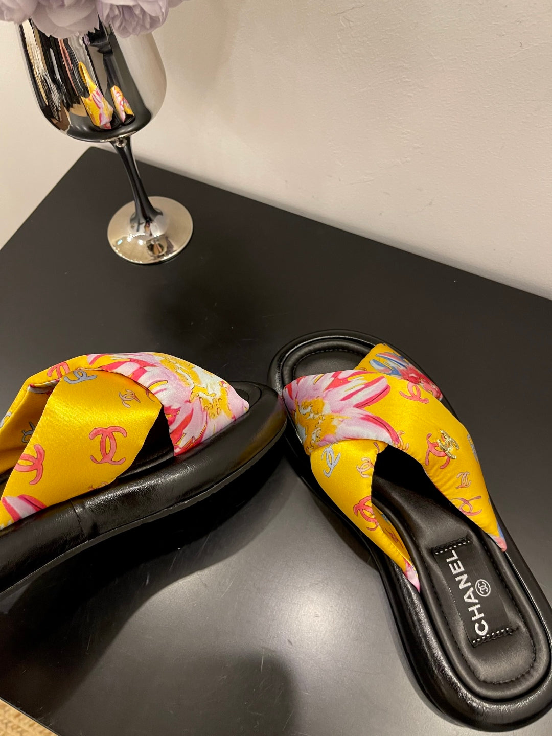 CC 25 Platform Slide Yellow Cloth Sheepskin 34737