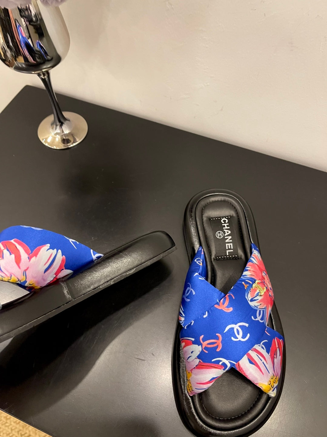 CC 25 Platform Slide Blue Cloth Sheepskin 334741