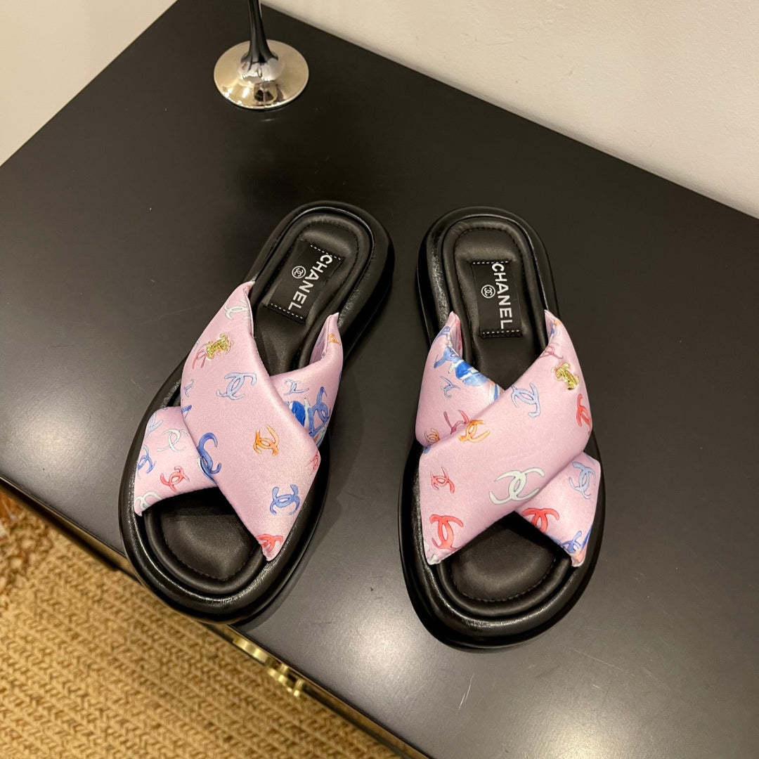 CC 25 Platform Slide Pink Cloth Sheepskin 334744