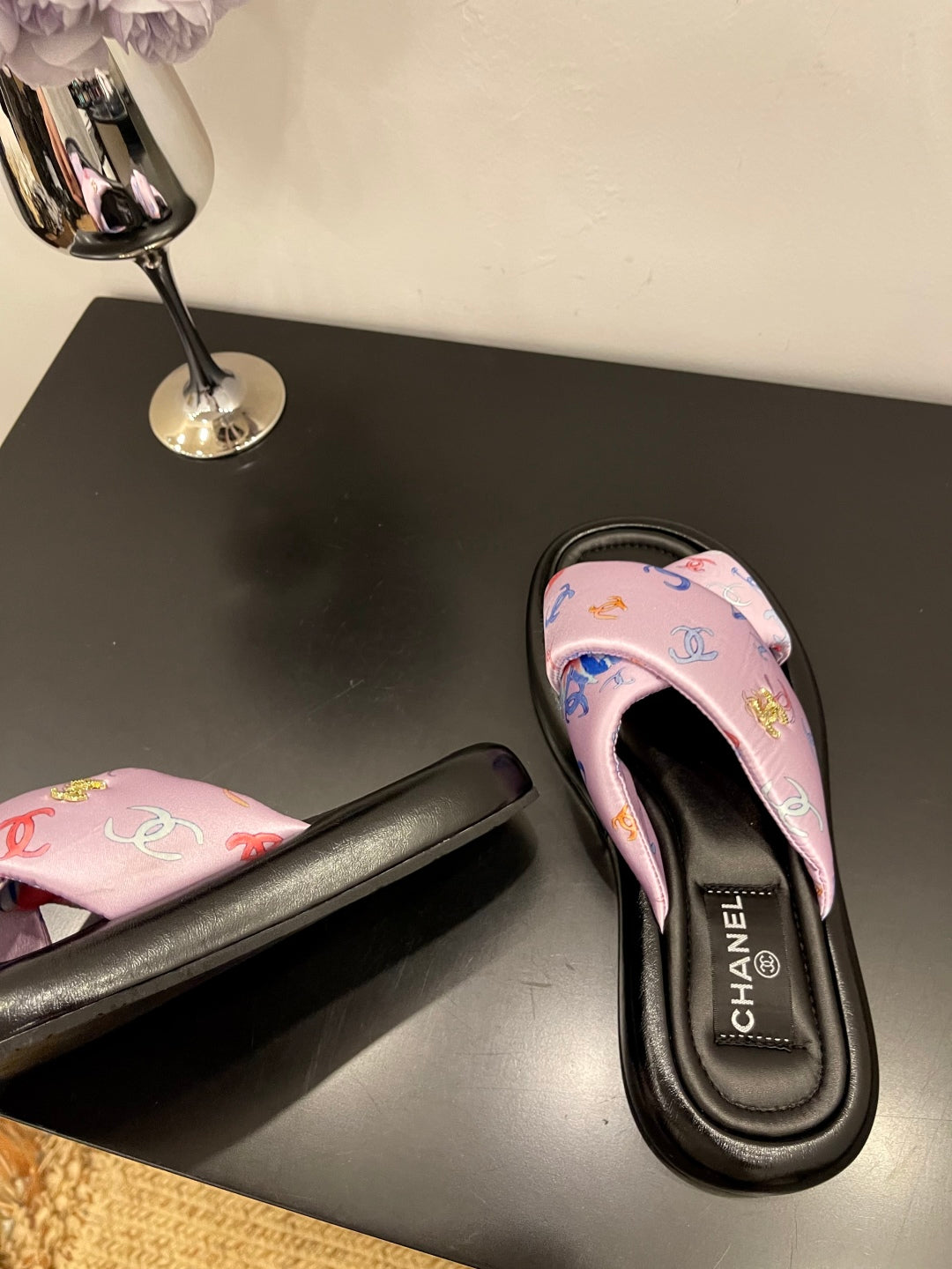 CC 25 Platform Slide Pink Cloth Sheepskin 334744