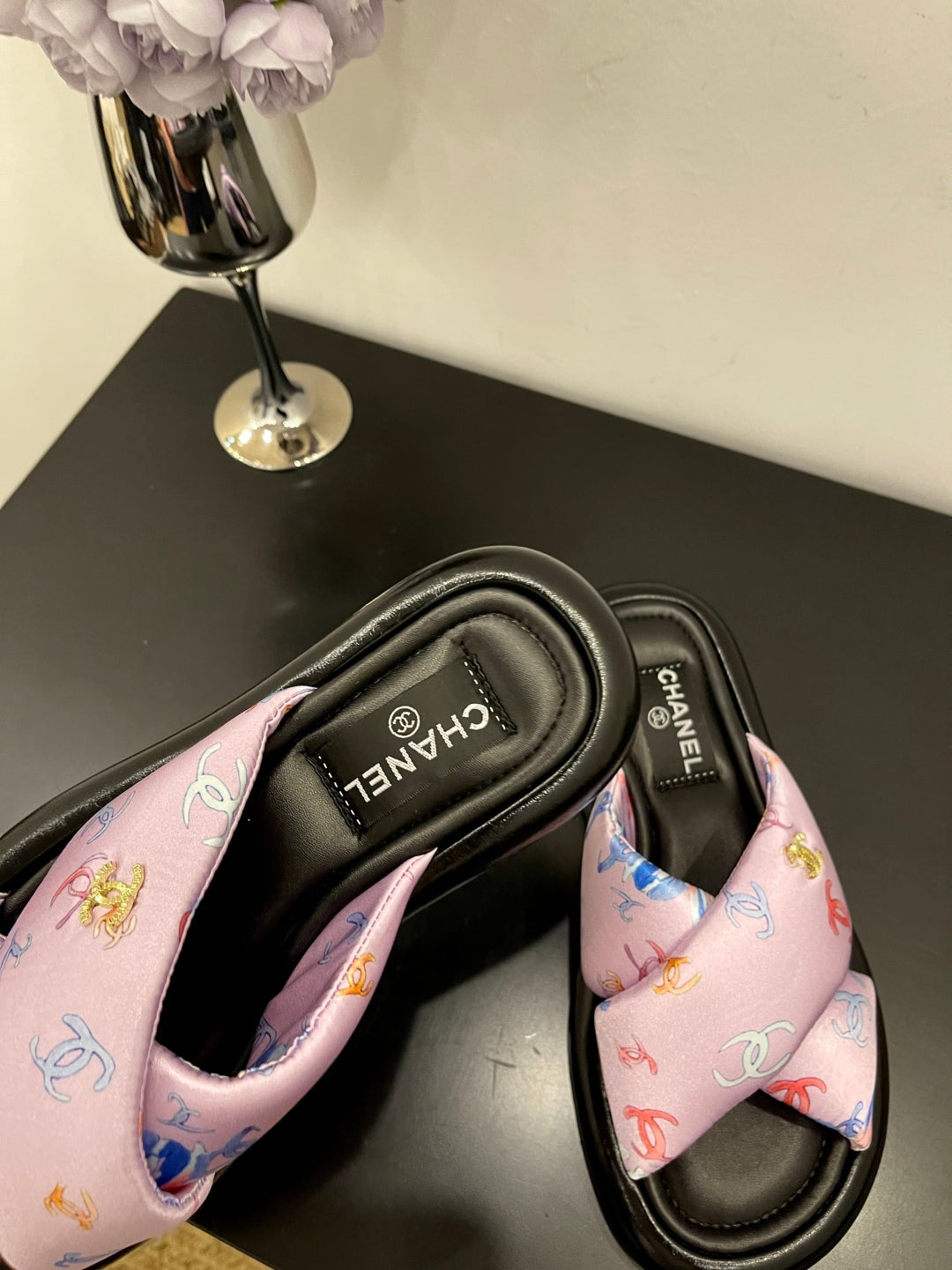 CC 25 Platform Slide Pink Cloth Sheepskin 334744