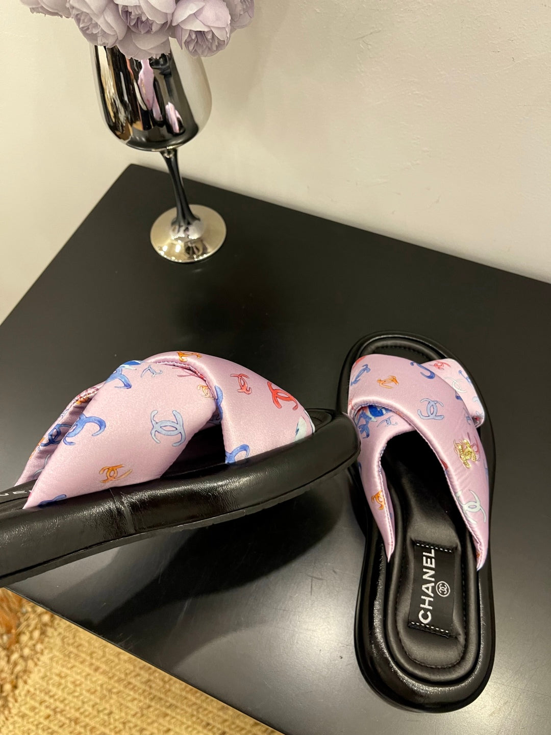 CC 25 Platform Slide Pink Cloth Sheepskin 334744